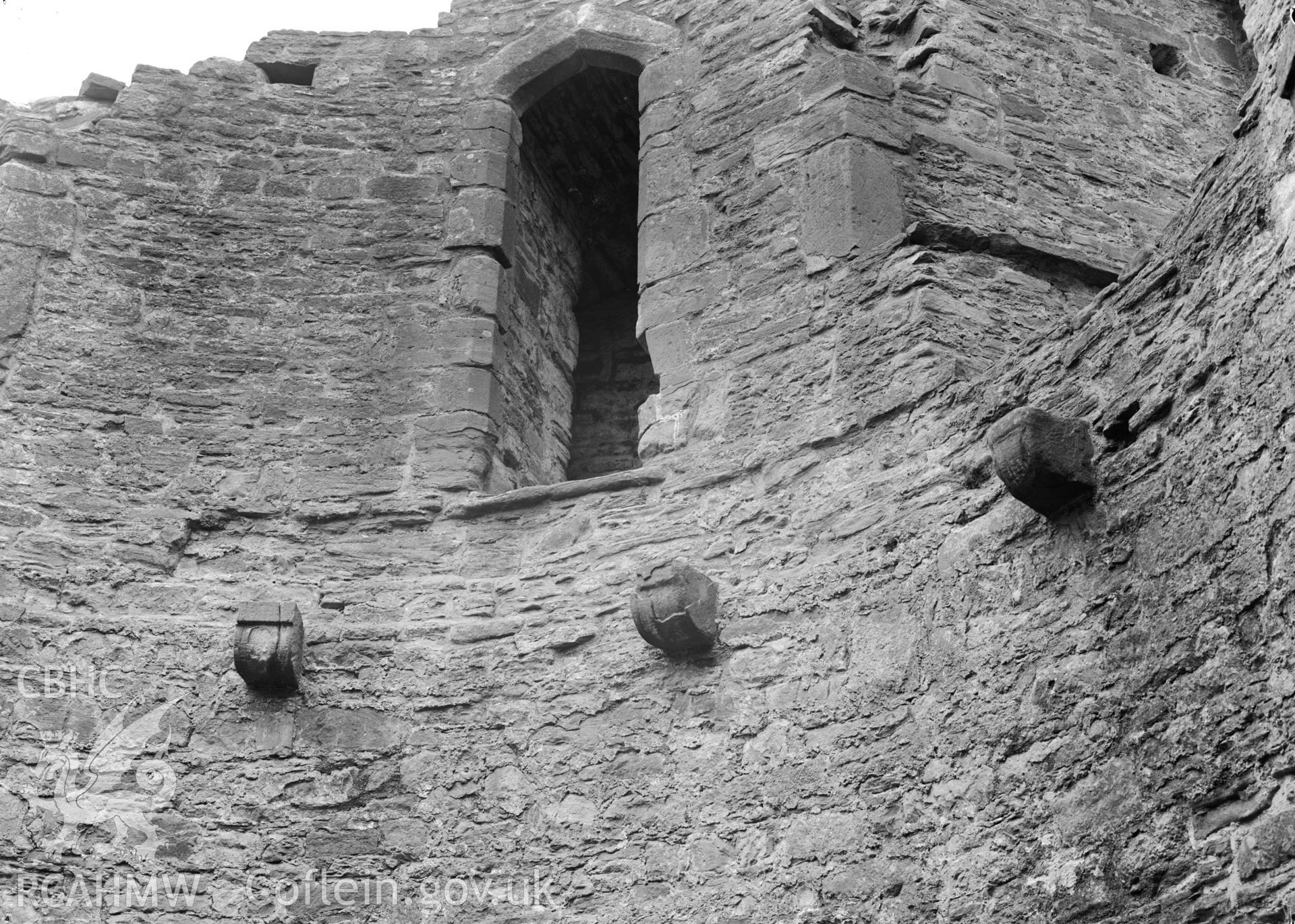 D.O.E photographs of Bronllys Castle Tower - interior corbels supporting upper floor.