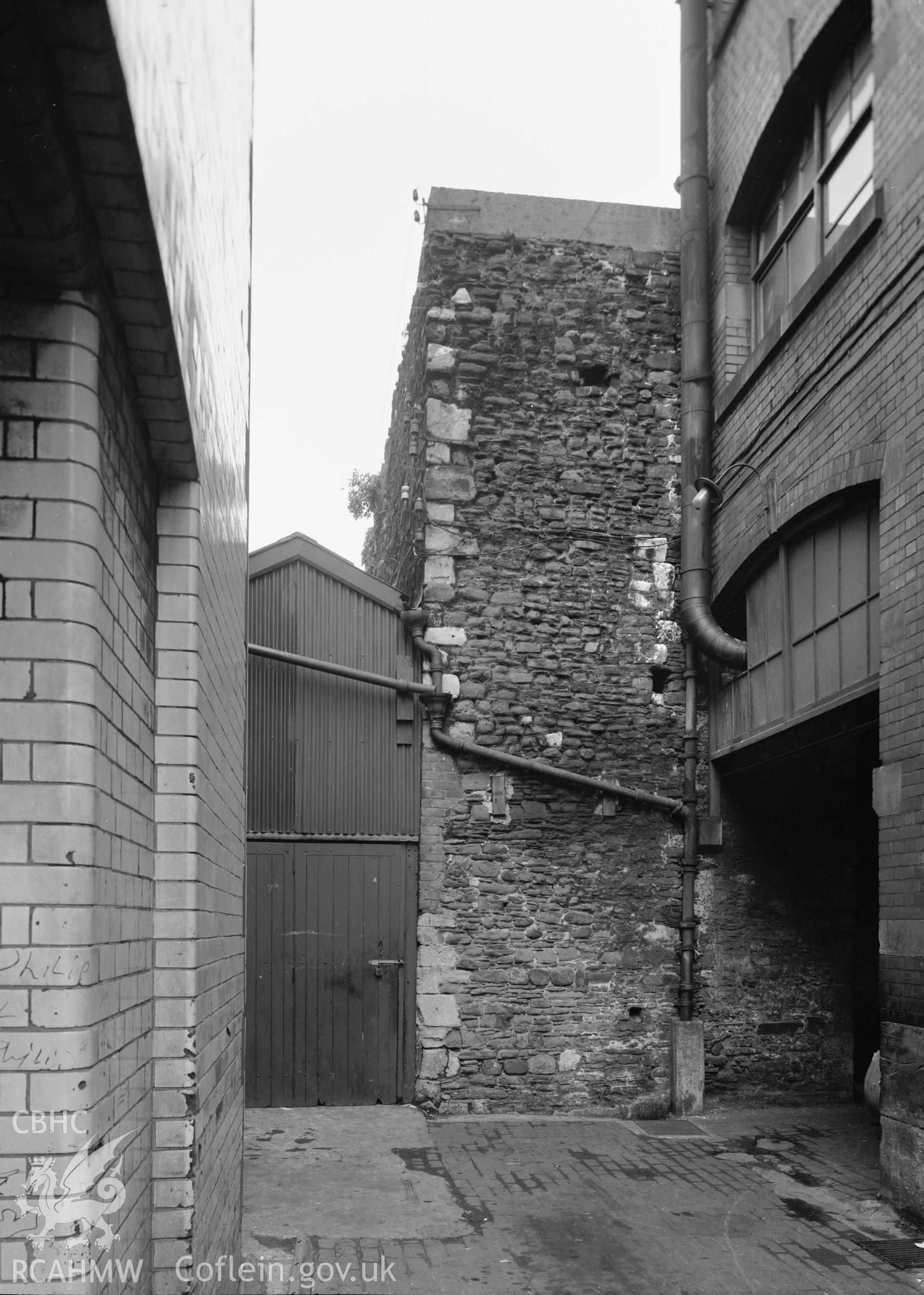 D.O.E photograph of Swansea Castle - debtor's prison, exterior before conservation.