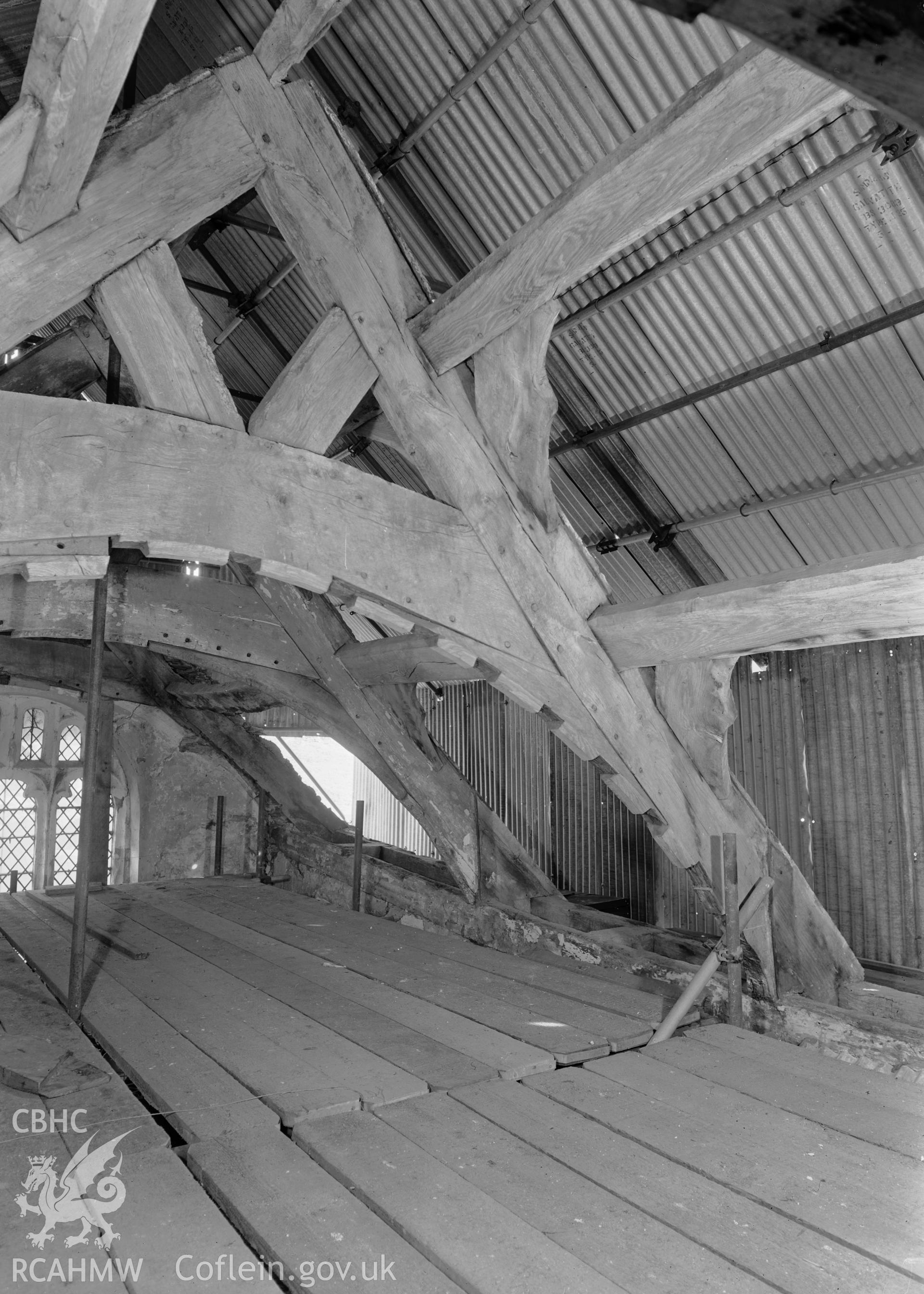 D.O.E photograph of Llangar Church - truss C, west side, Southern half.