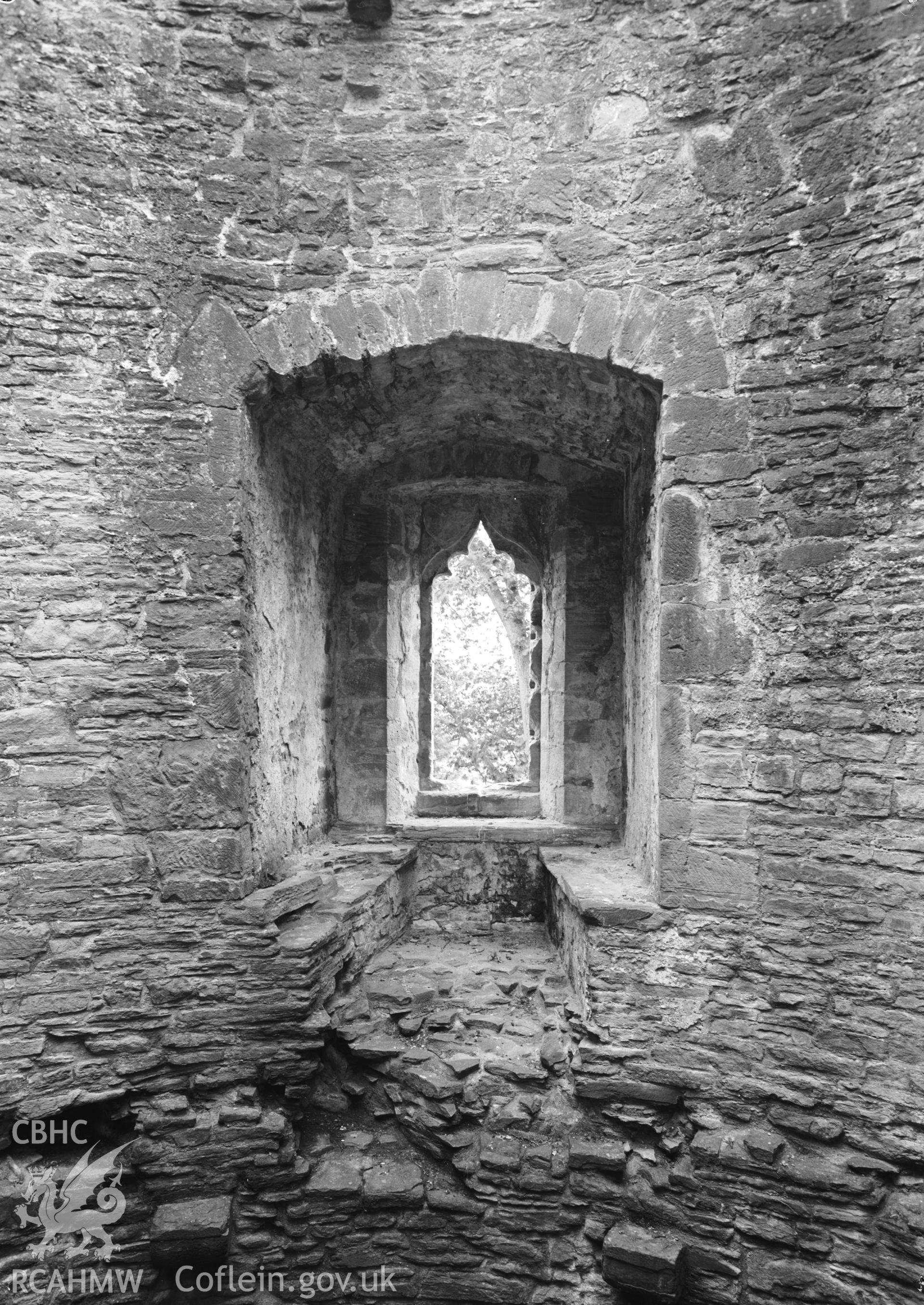 D.O.E photographs of Bronllys Castle Tower, interior window detail.