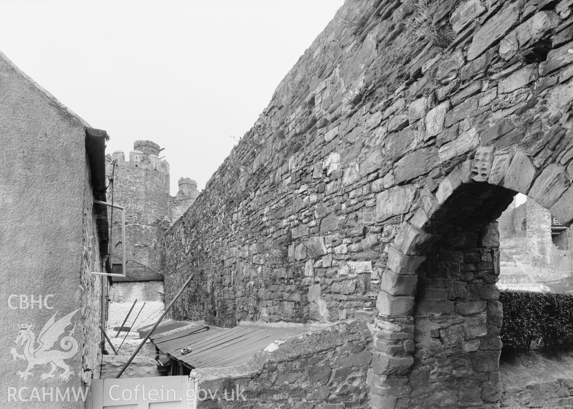 D.O.E photograph of Conwy Town Walls - outside view of wall, section one.