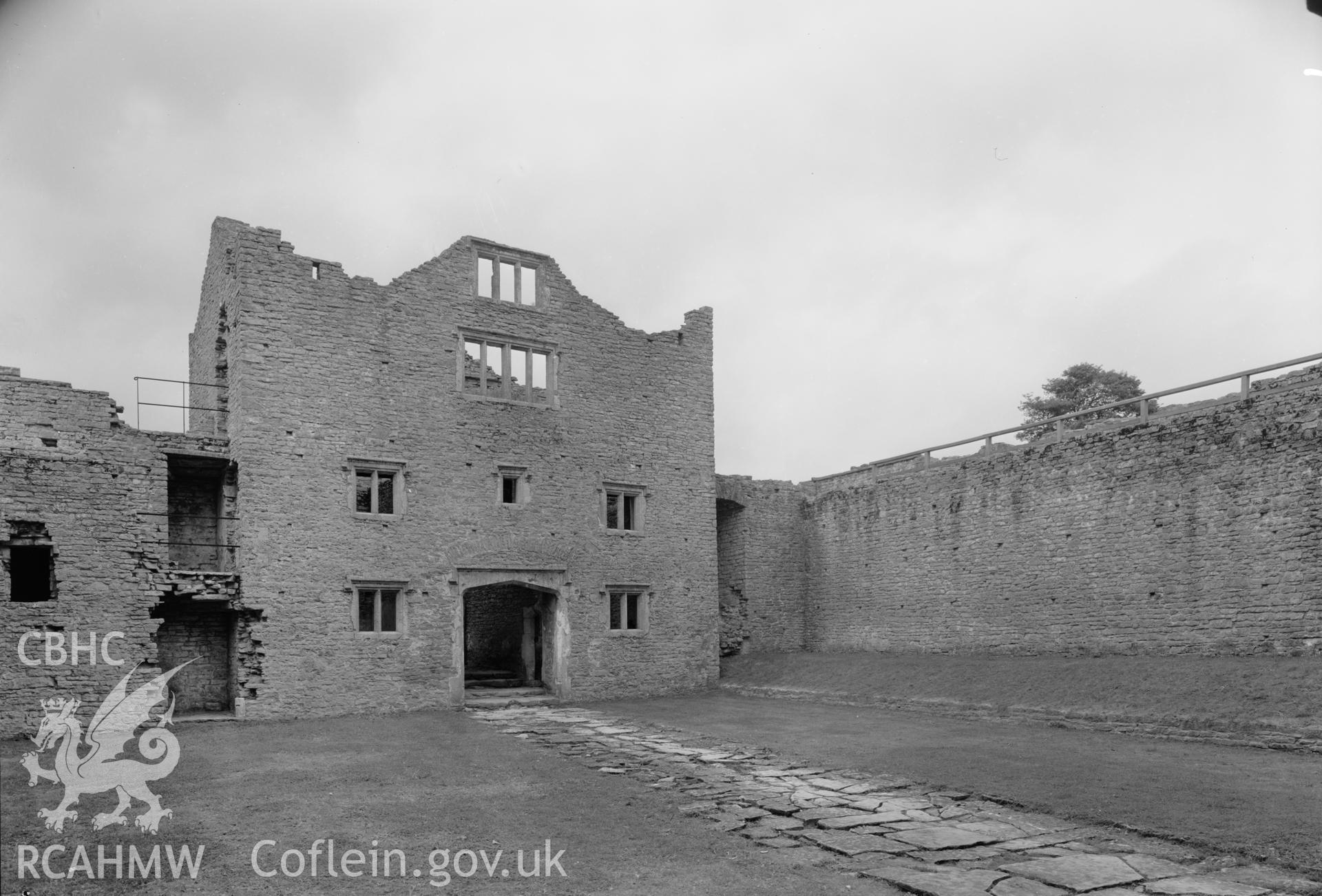 D.O.E. photograph of Beaupre Castle - courtyard from southwest corner.