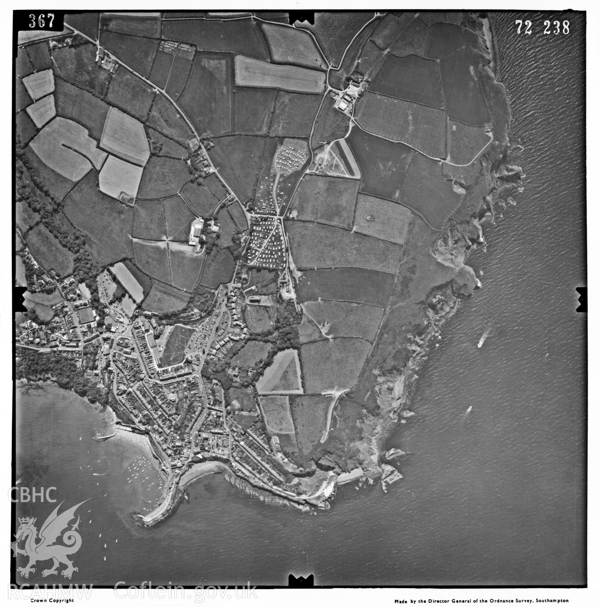 Digitized copy of an aerial photograph showing New Quay area, taken by Ordnance Survey, 1972.