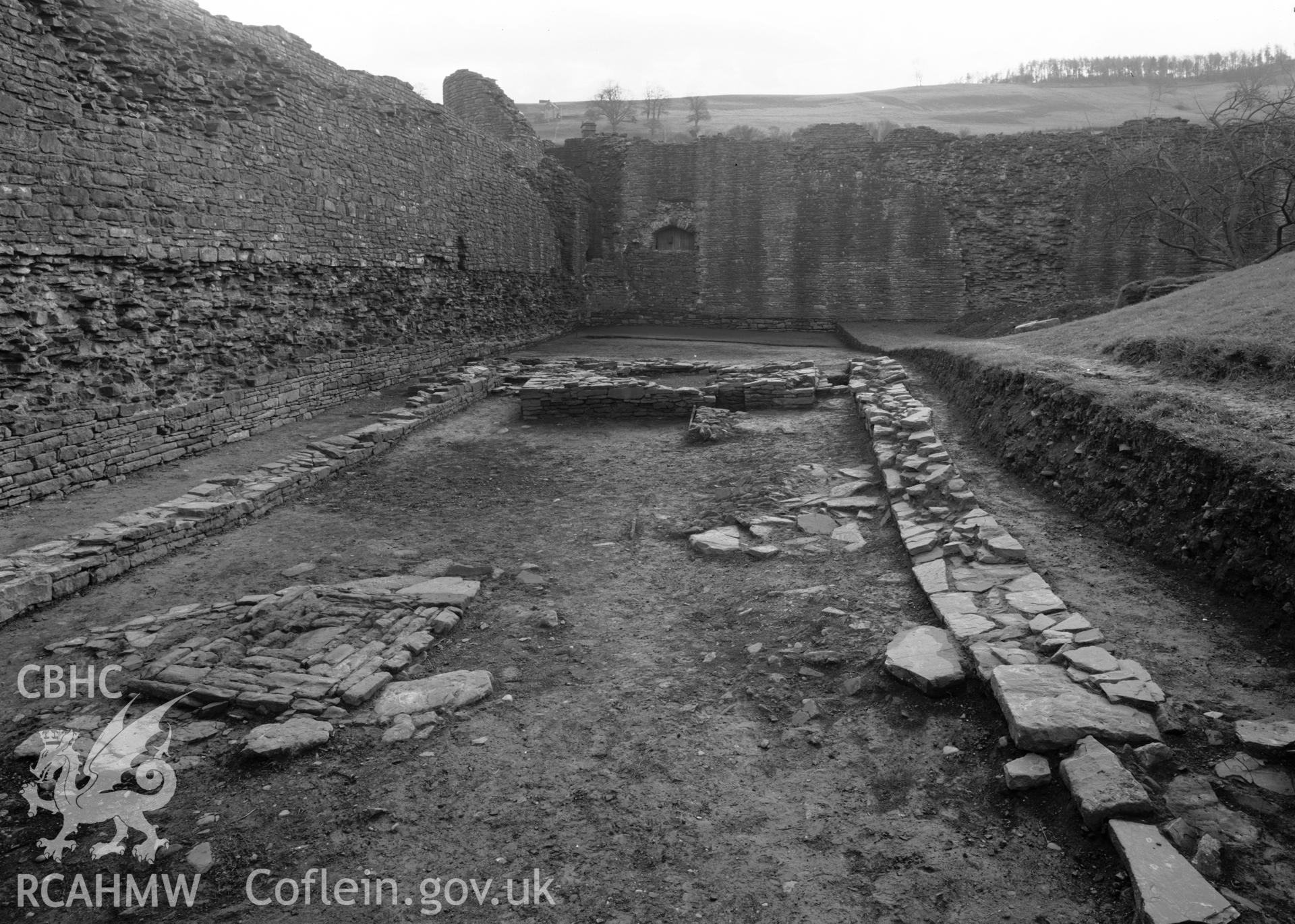 D.O.E photograph of Skenfrith Castle. 1965-66 excavations - hearth.