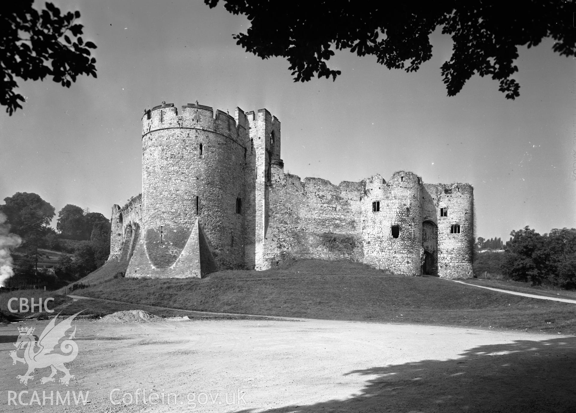D.O.E photographs of Chepstow Castle - Great gatehouse and Martens tower.