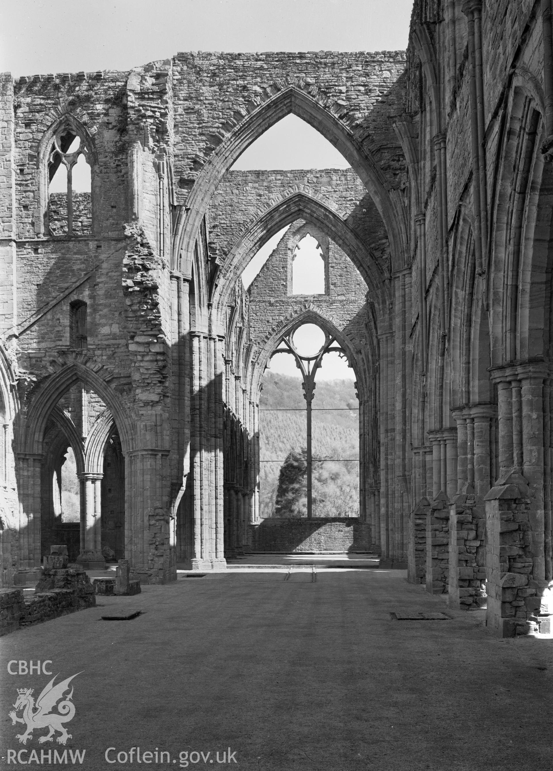 D.O.E. black and white negative of Tintern Abbey: interior.