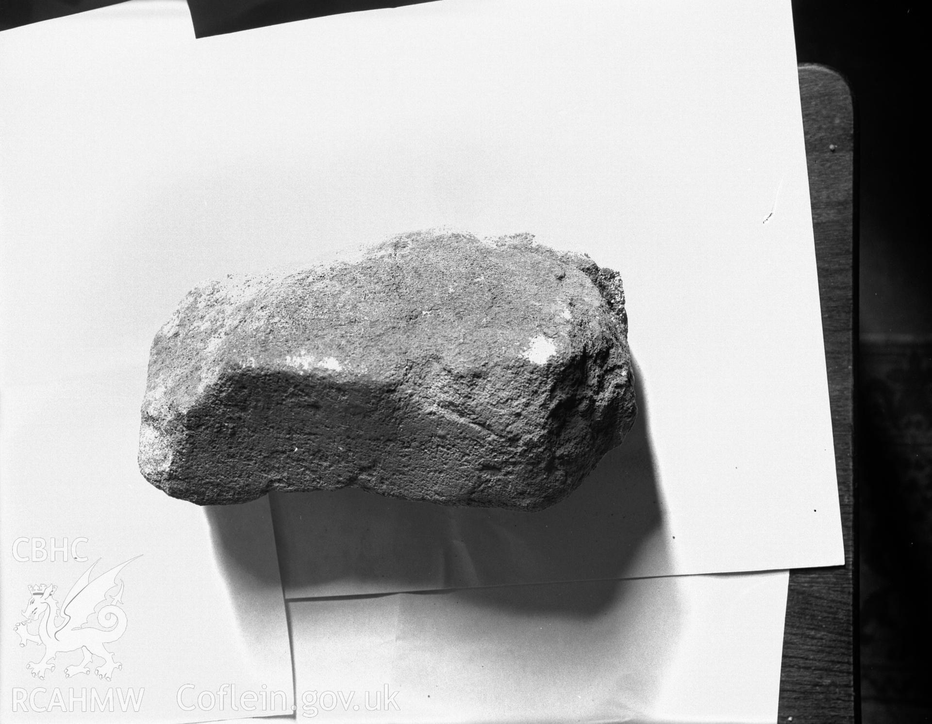 Digitised image showing stone from the chamber, produced from nitrate negative.