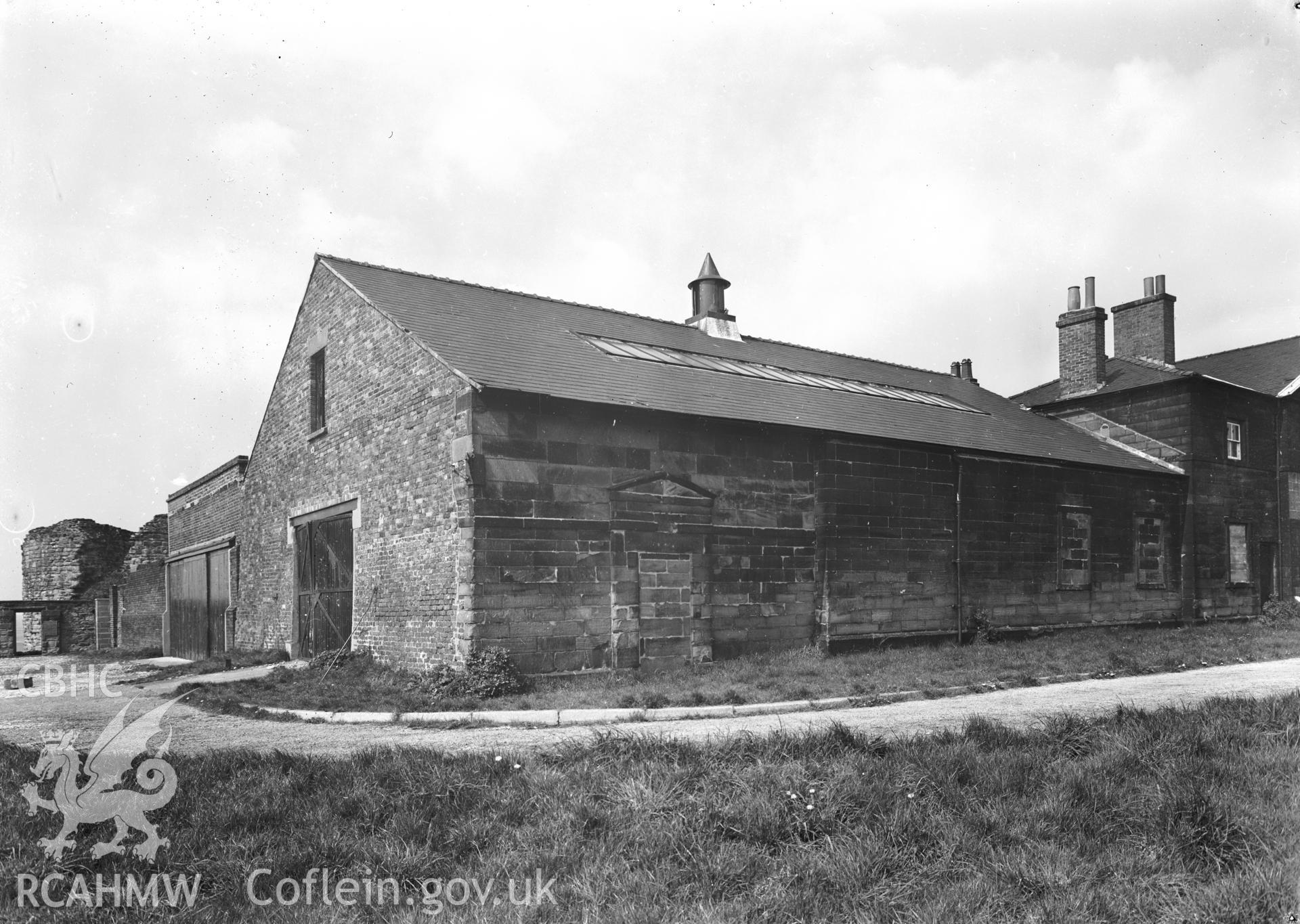D.O.E photograph of Flint Gaol - south east wing (Drill Hall). In castle outer ward (since removed).