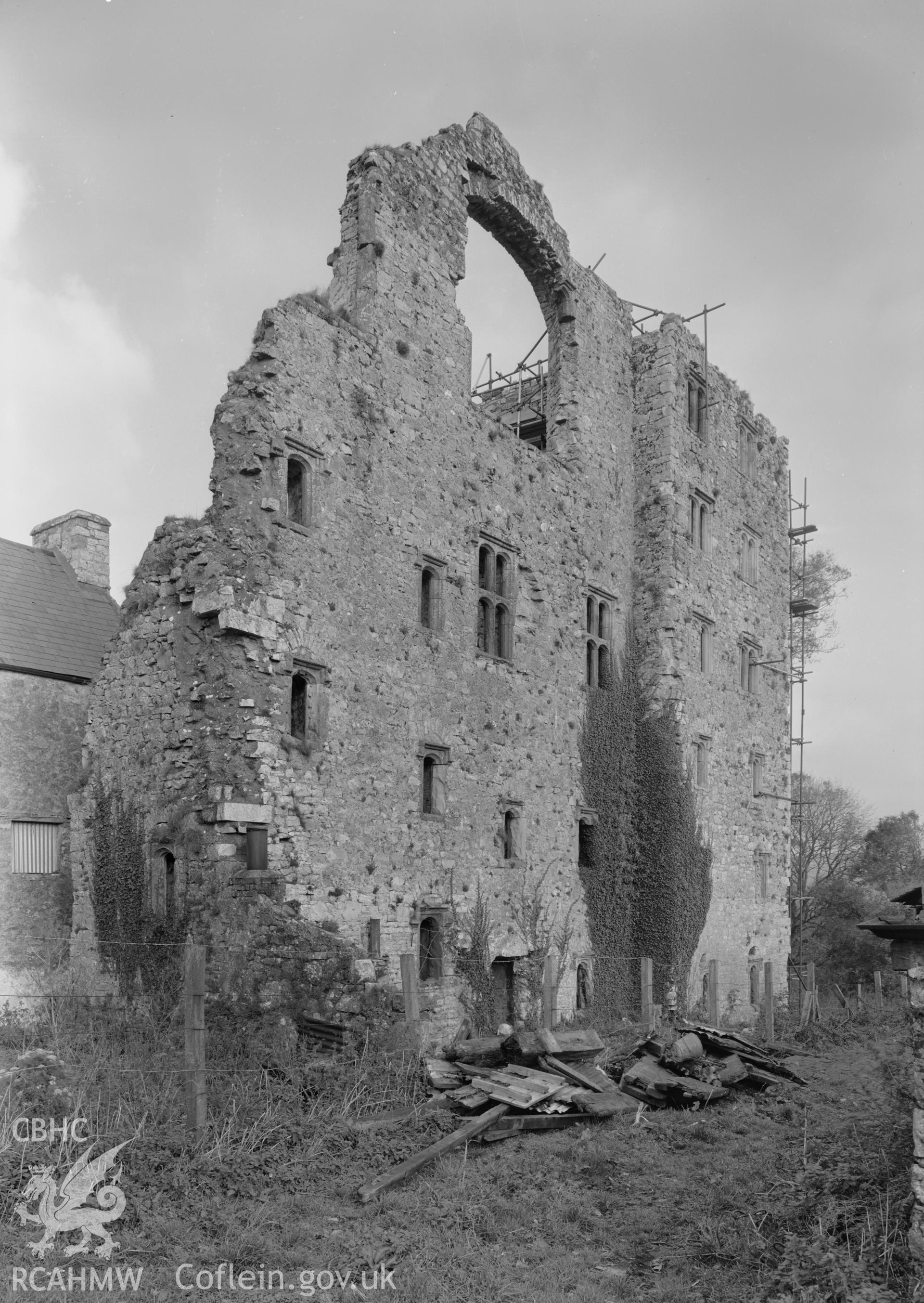 D.O.E photograph of Oxwich Castle - south east tower from south west.