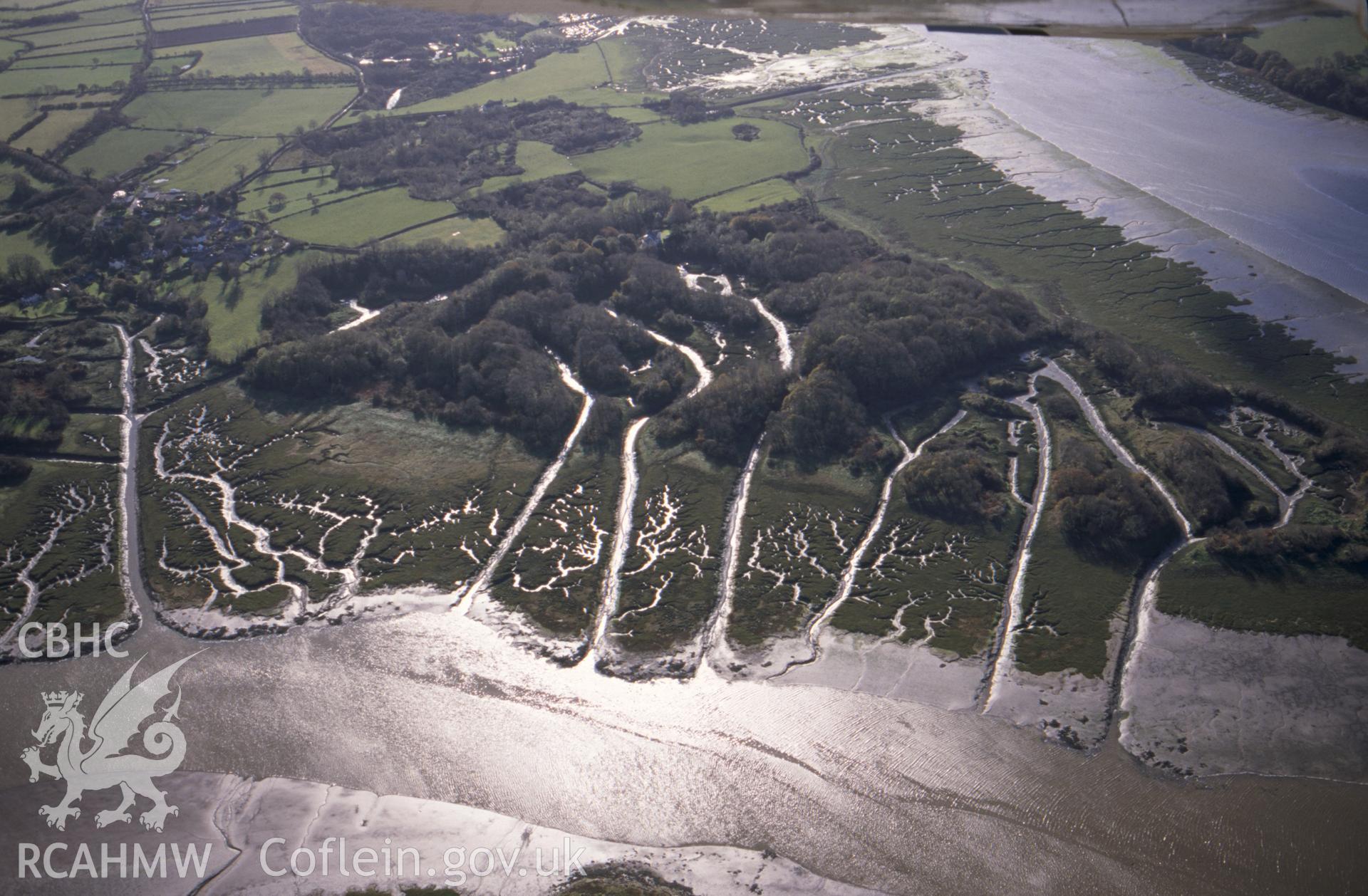 Slide of RCAHMW colour oblique aerial photograph of West Williamson Quarry, taken by T.G. Driver, 30/10/1998.