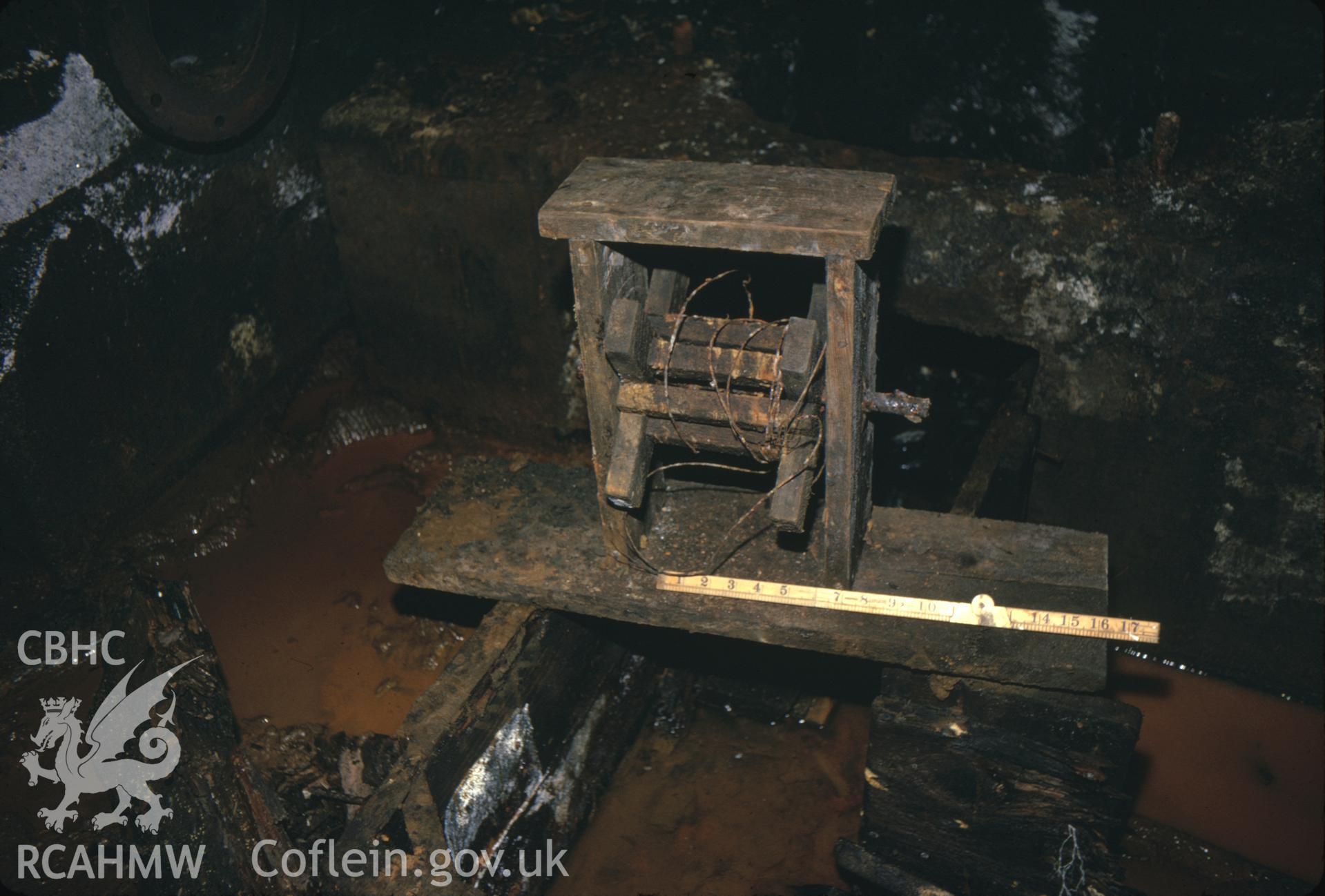 Digitized 35mm slide of New Pandora Mine, coil of wire.