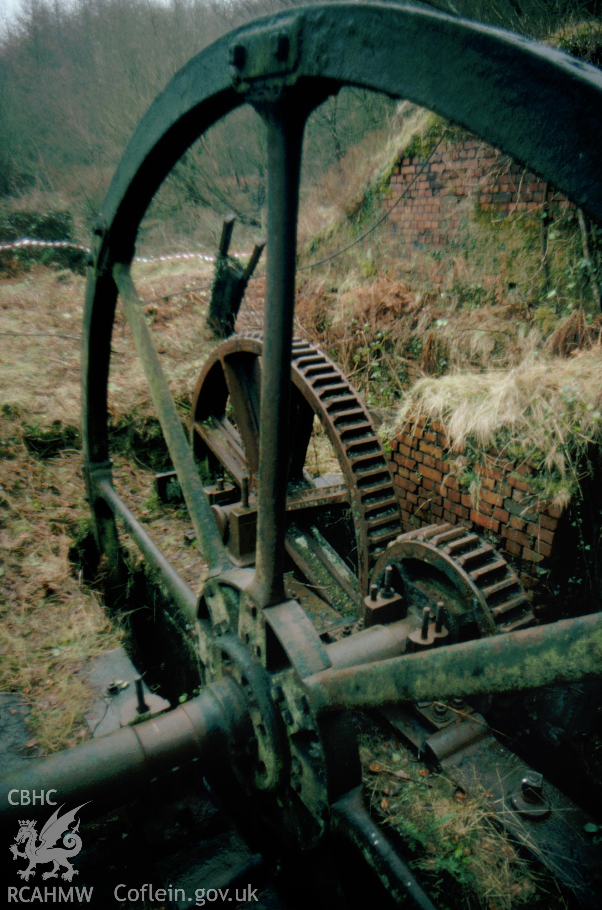 Digitized 35mm slide showing Glyn Pits Coal Mine, engine house, Pontypool .