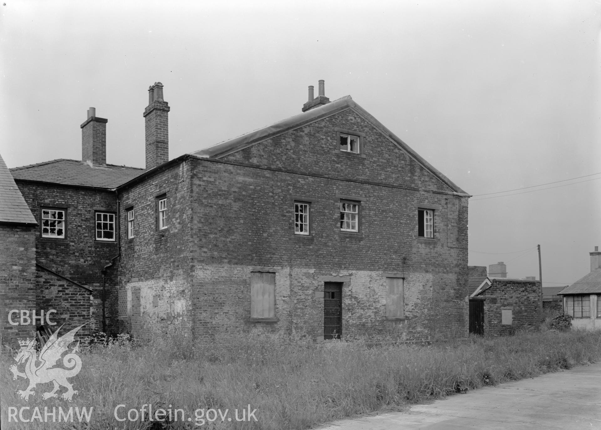D.O.E photograph of Flint Gaol - rear elevation of prison block from the east. In castle outer ward (since removed).