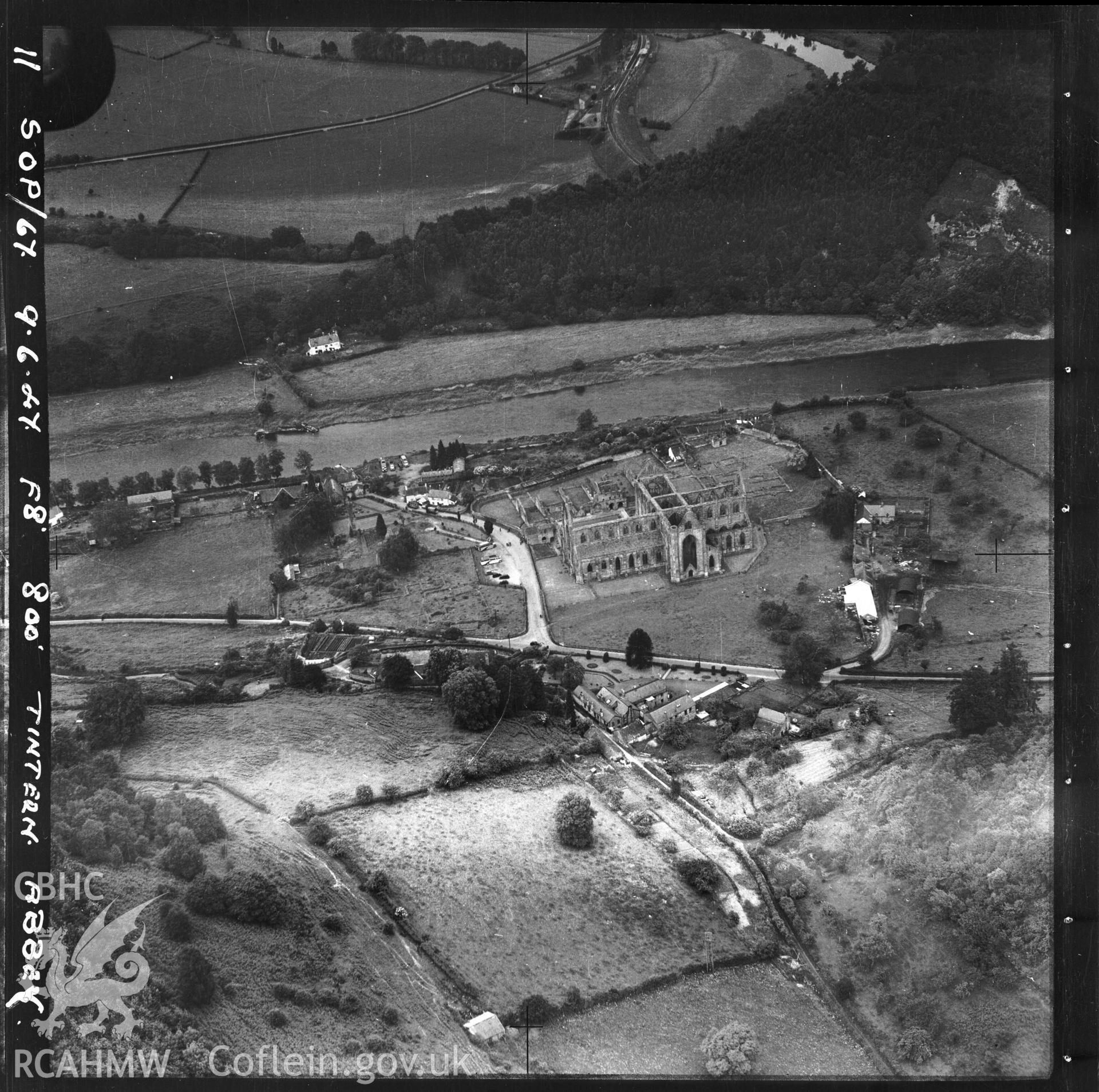 D.O.E. black and white view of Tintern Abbey: from the air (no print).