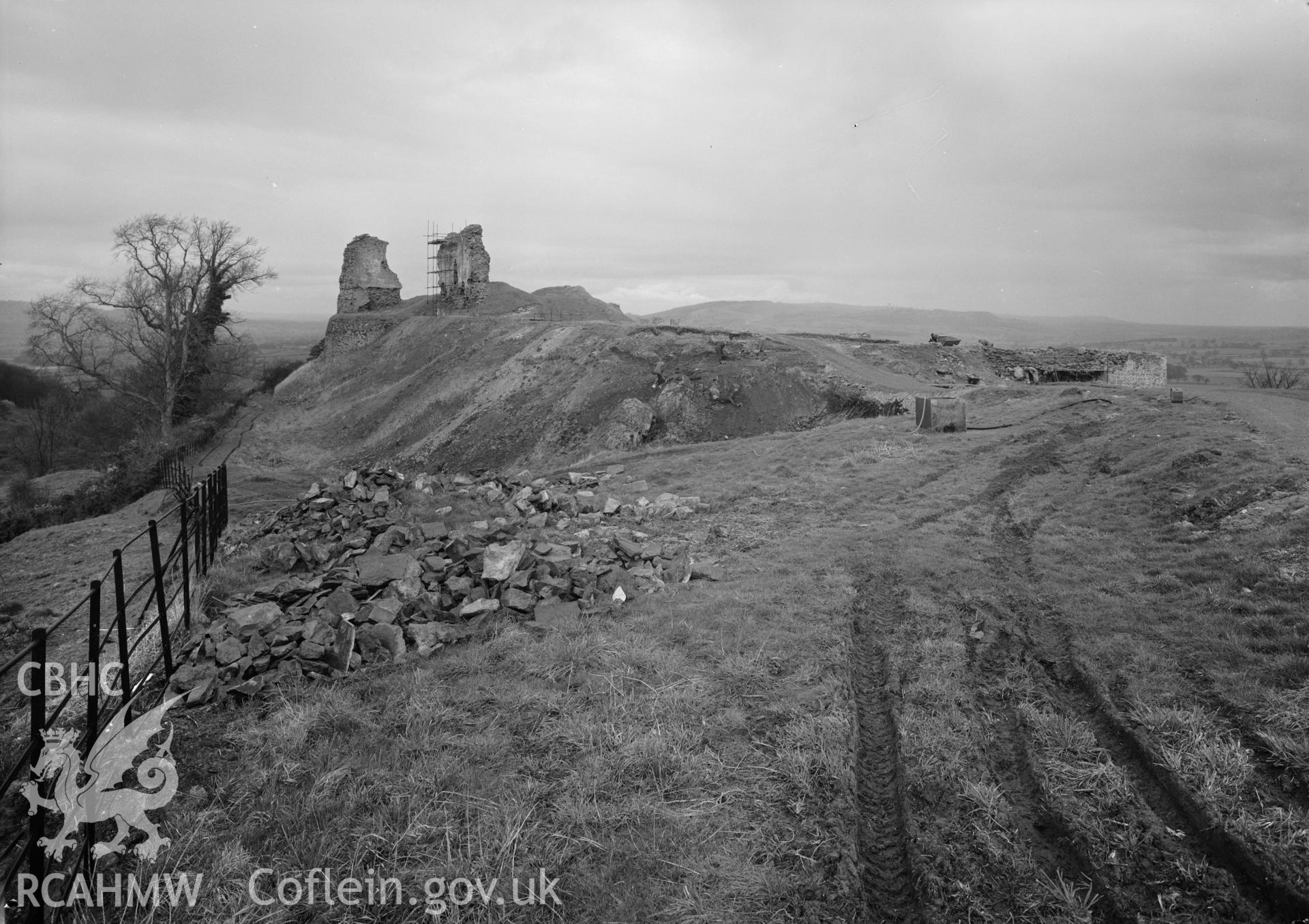 D.O.E photograph of Montgomery Castle - middle and inner ward from the south west.