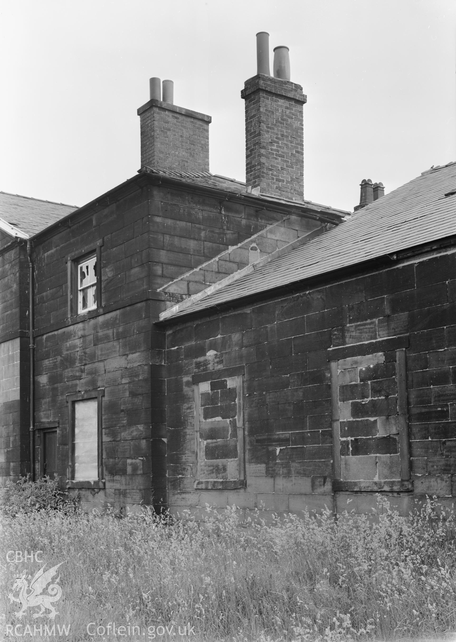 D.O.E photograph of Flint Gaol - blocked windows in sourth east high wing wall. In castle outer ward (since removed).
