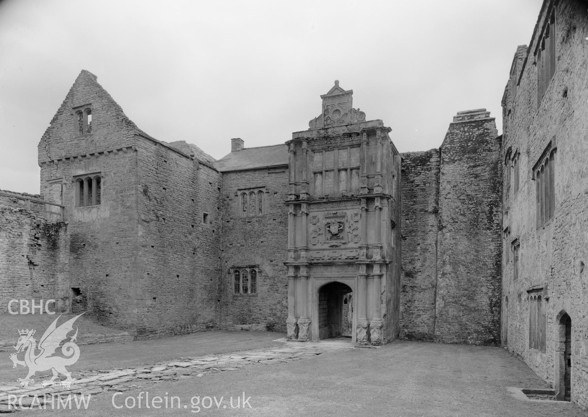 D.O.E. photograph of Beaupre Castle - courtyard from northwest corner.