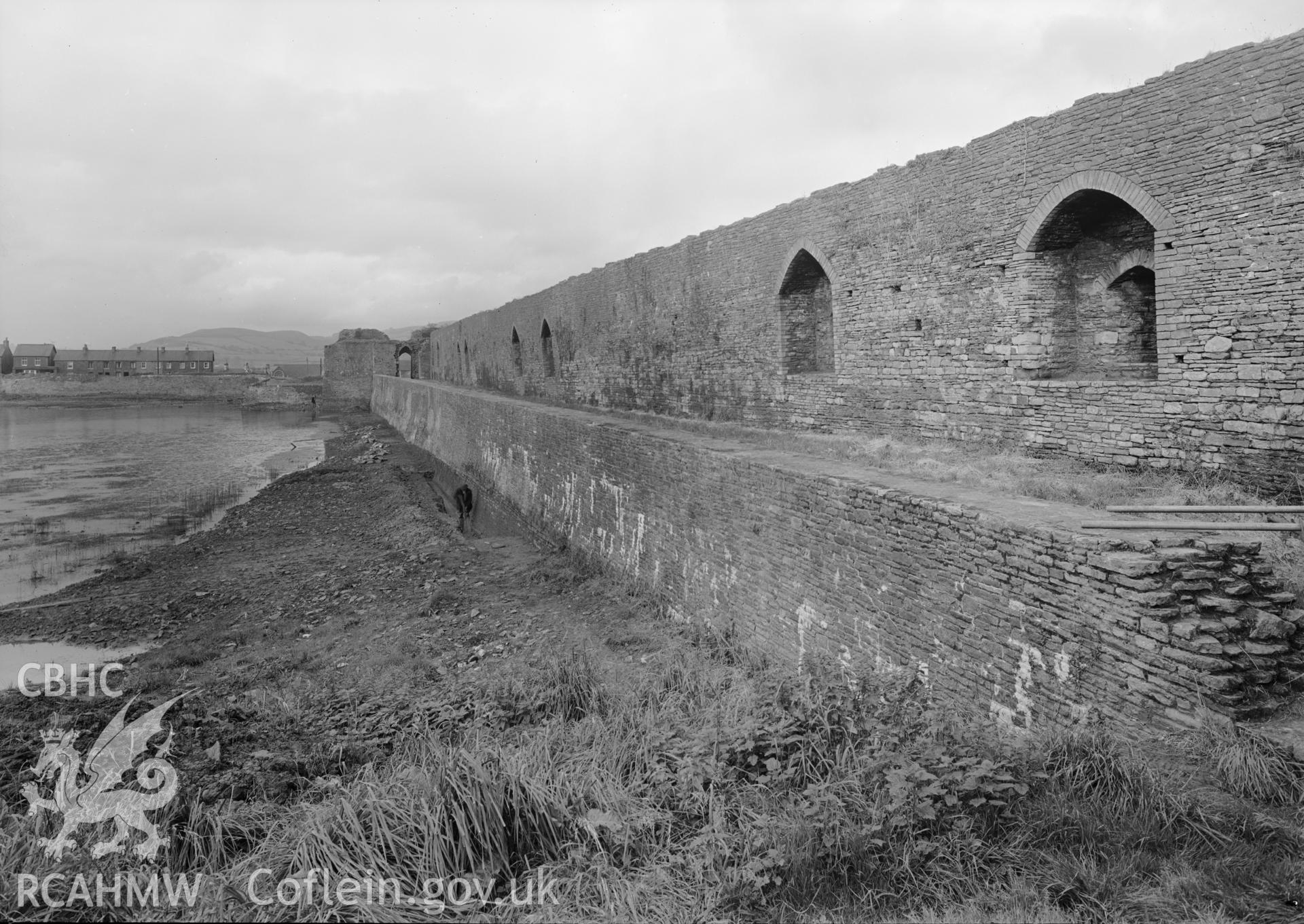 D.O.E photograph of Caerphilly Castle - north platform, from south to west.