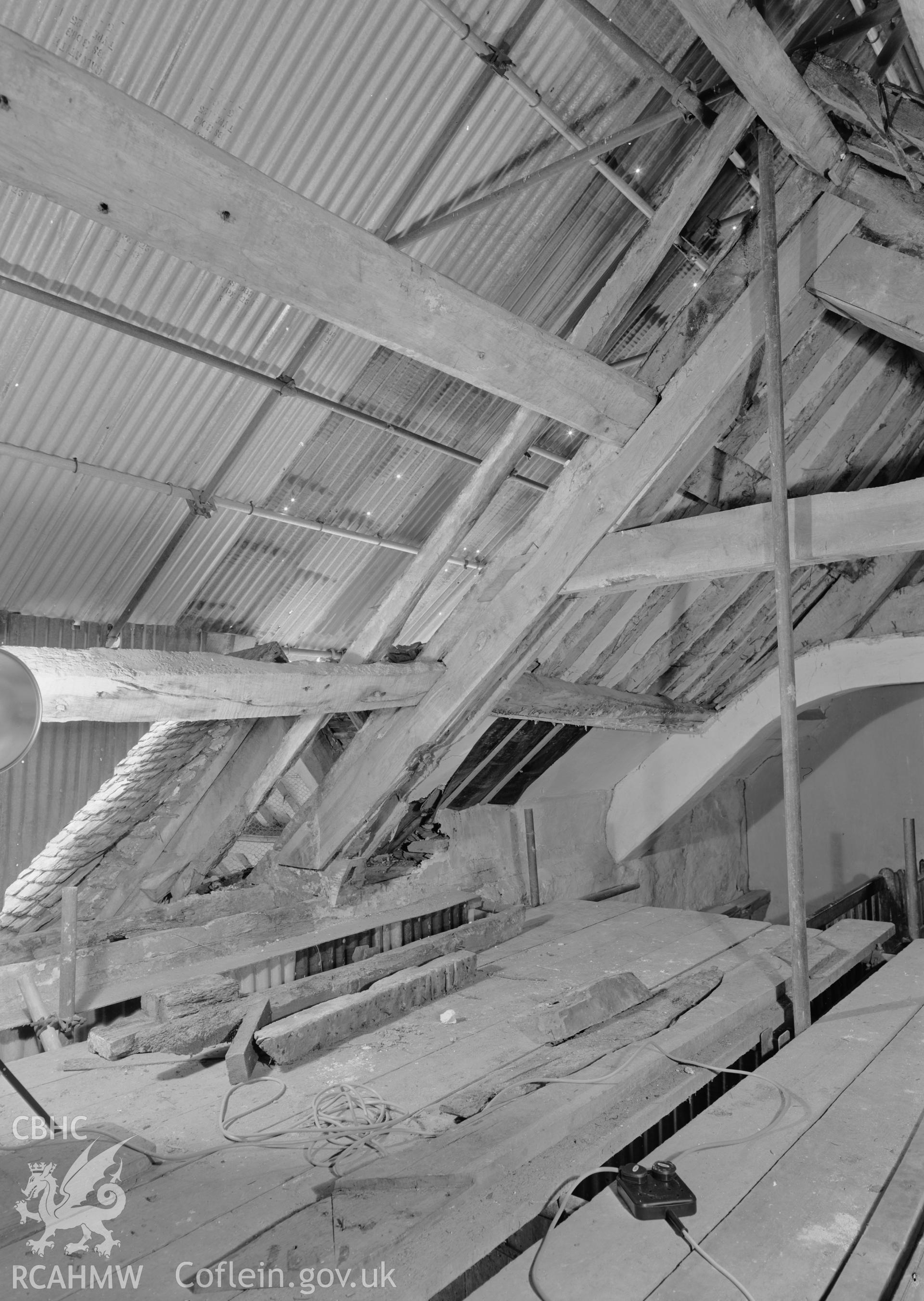 D.O.E photograph of Llangar Church - truss F, east side, southern half..
