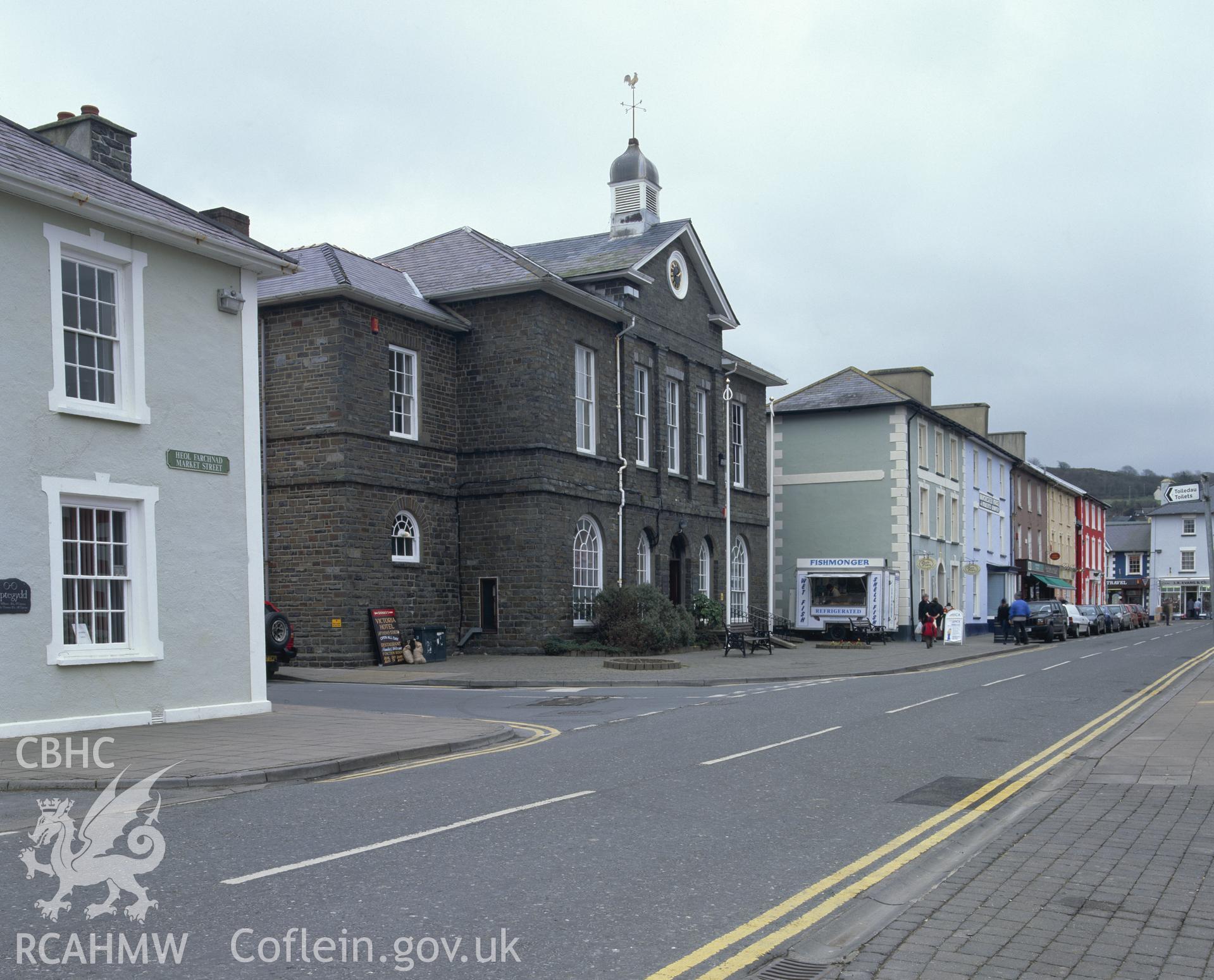 RCAHMW colour transparency showing exterior view of Town Hall, Aberaeron