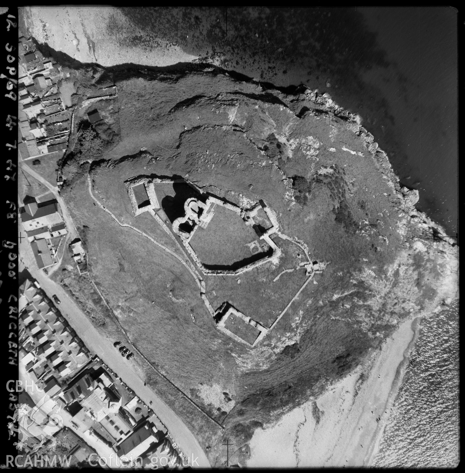 D.O.E photograph of Criccieth Castle. Aerial views ? R.A.F.