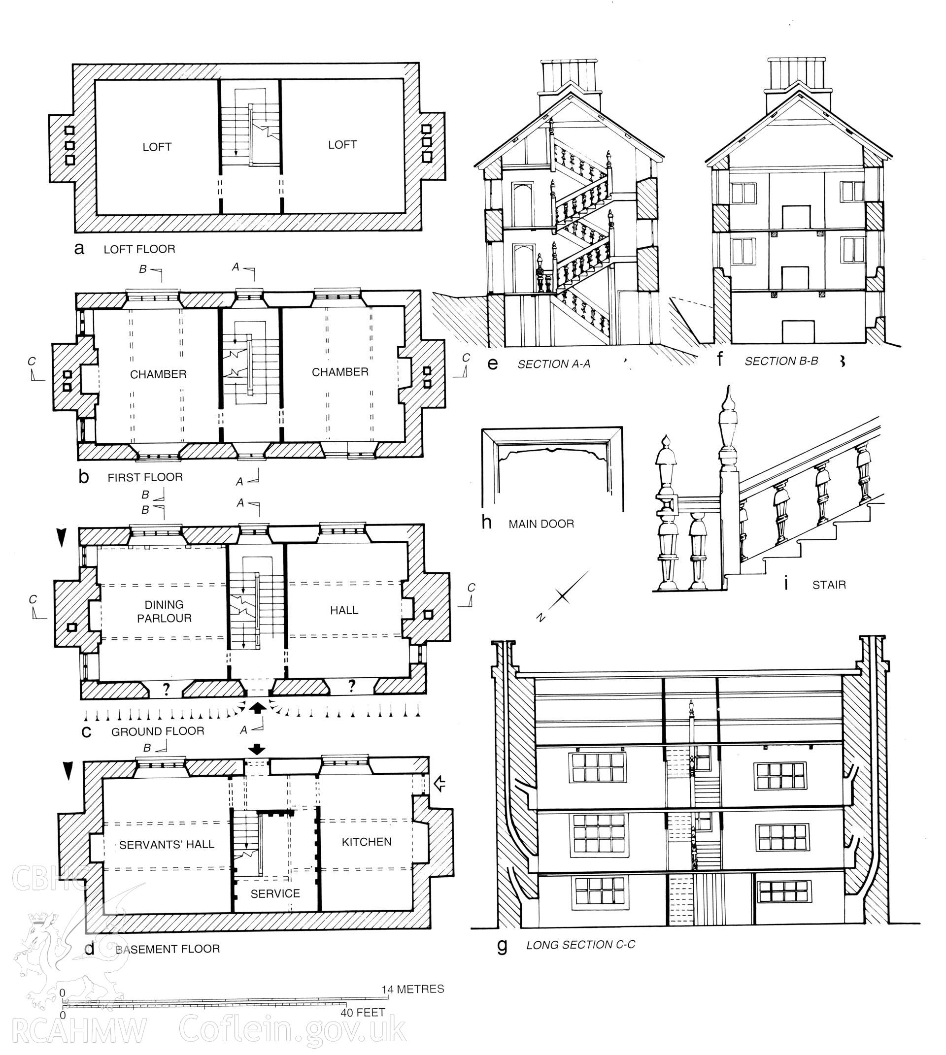 Devanner, Abbey Cwmhir;  measured drawings comprising floor plans, sections and detail, as published in the RCAHMW volume, Houses and History in the Marches of Wales.  Radnorshire 1400-1800,  page 215, figure 225.
