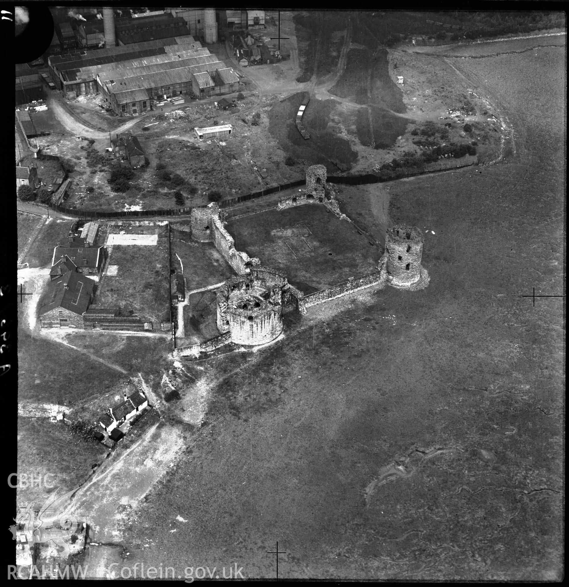 D.O.E photograph of Flint Castle. Aerial views ? R.A.F.