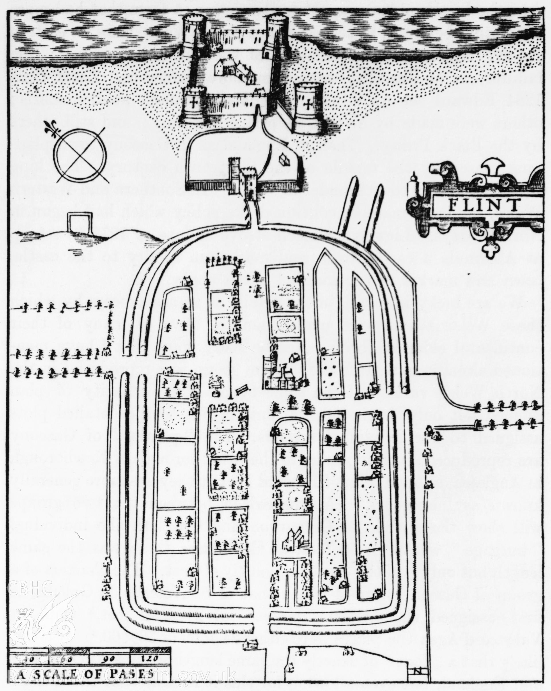 D.O.E drawing of Flint Castle.
