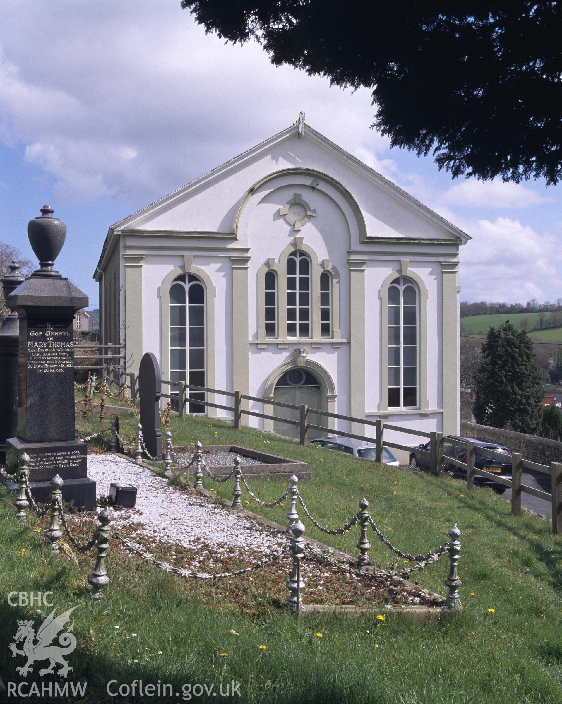 RCAHMW colour transparency showing exterior view of Seion Chapel, Llandysul