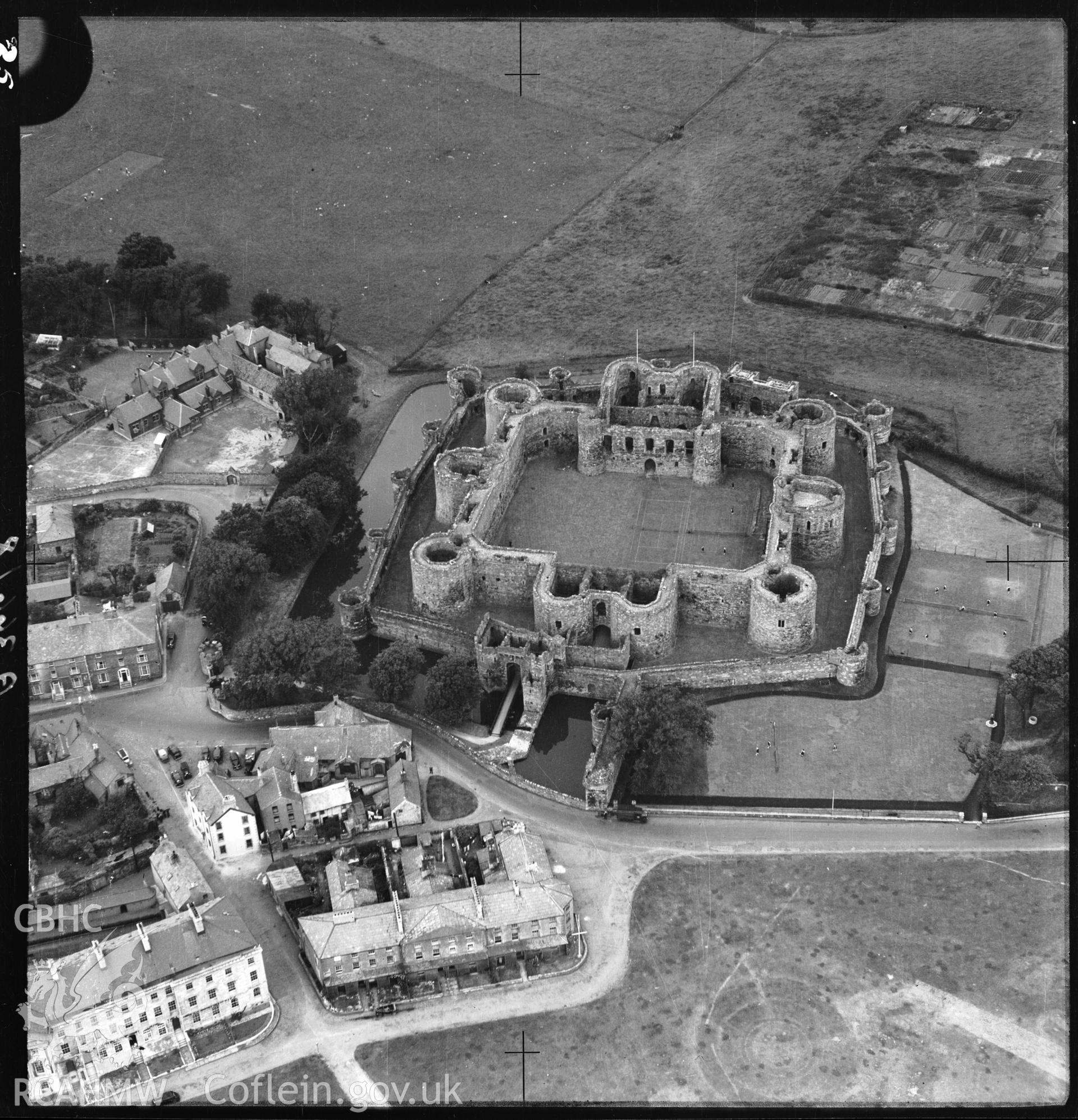 D.O.E photograph of Beaumaris Castle. Aerial views ? R.A.F.