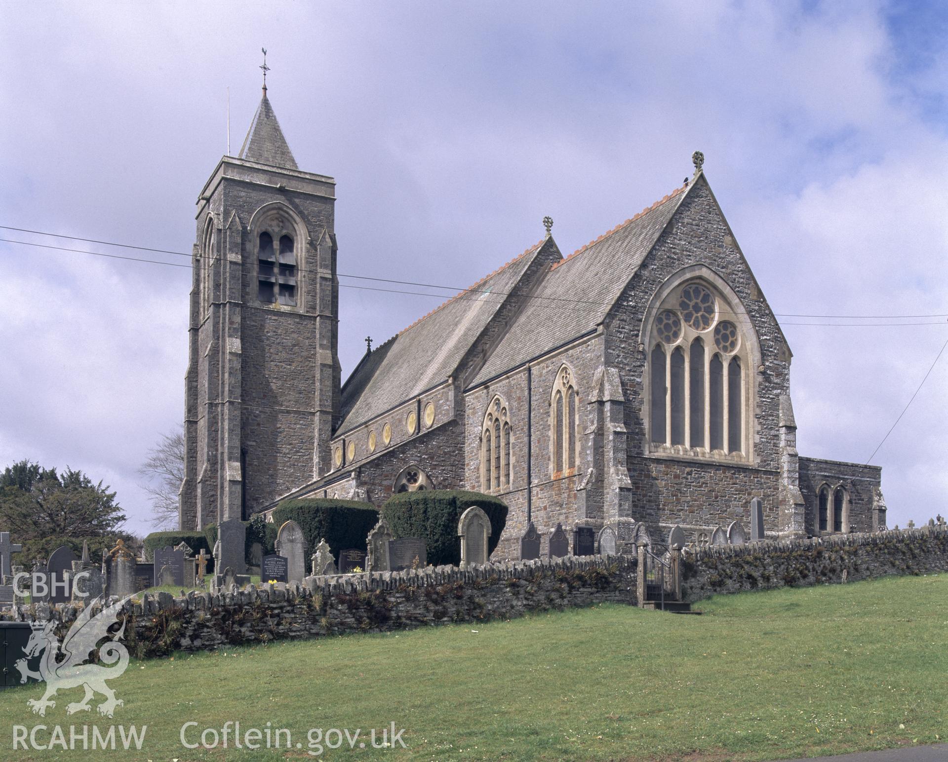 RCAHMW colour transparency showing exterior view of St Peter's Church, Lampeter.