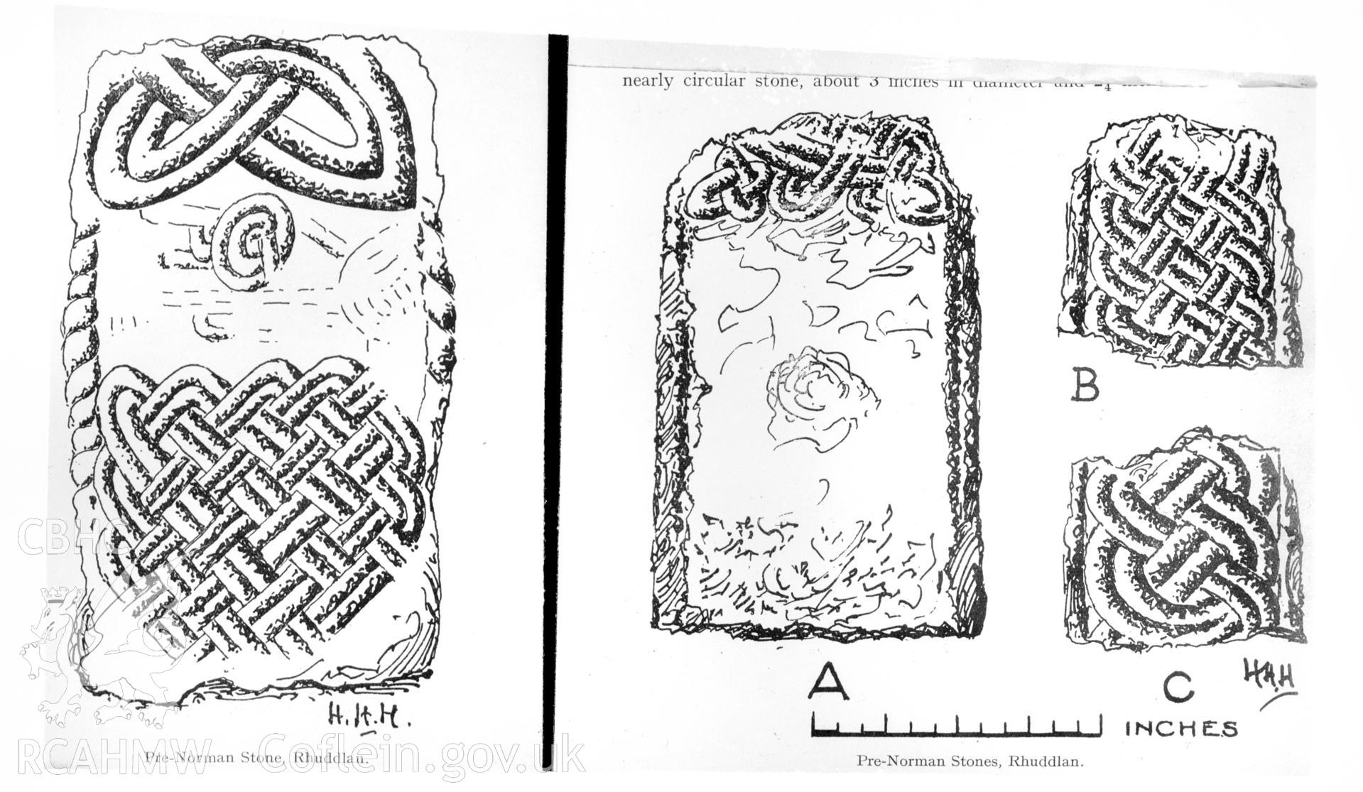 D.O.E photograph of Rhuddlan. Pre-Norman stones.