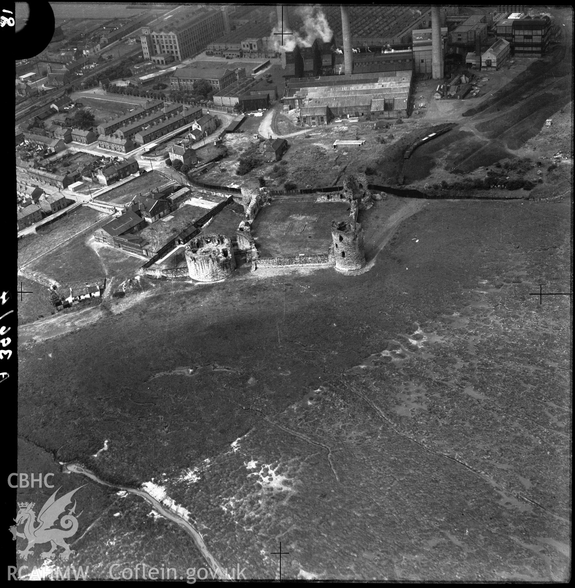 D.O.E photograph of Flint Castle. Aerial views ? R.A.F.