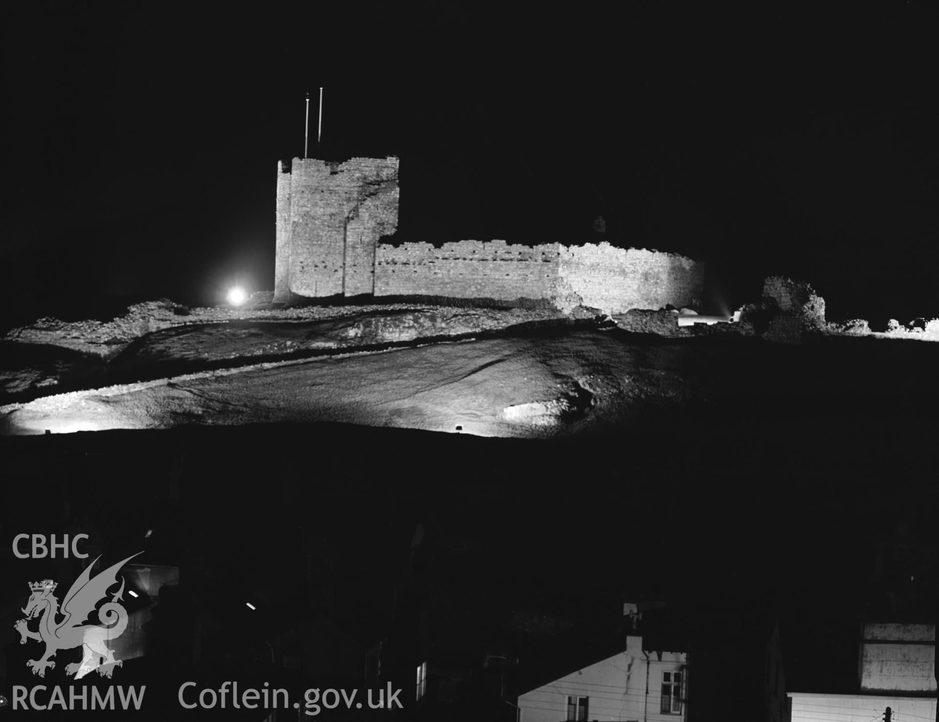 Photographic negative showing view of Criccieth Castle; collated by the former Central Office of Information.