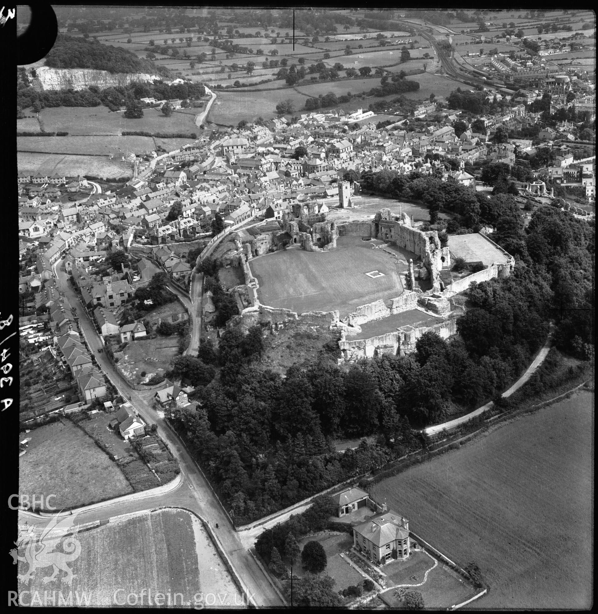 D.O.E photograph of Denbigh Castle. Aerial views ? R.A.F..