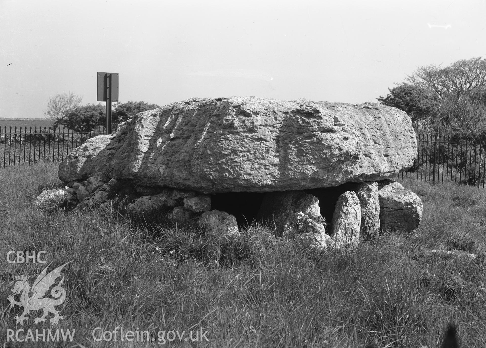 D.O.E photograph of Lligwy Burial Chamber, Moelfre.