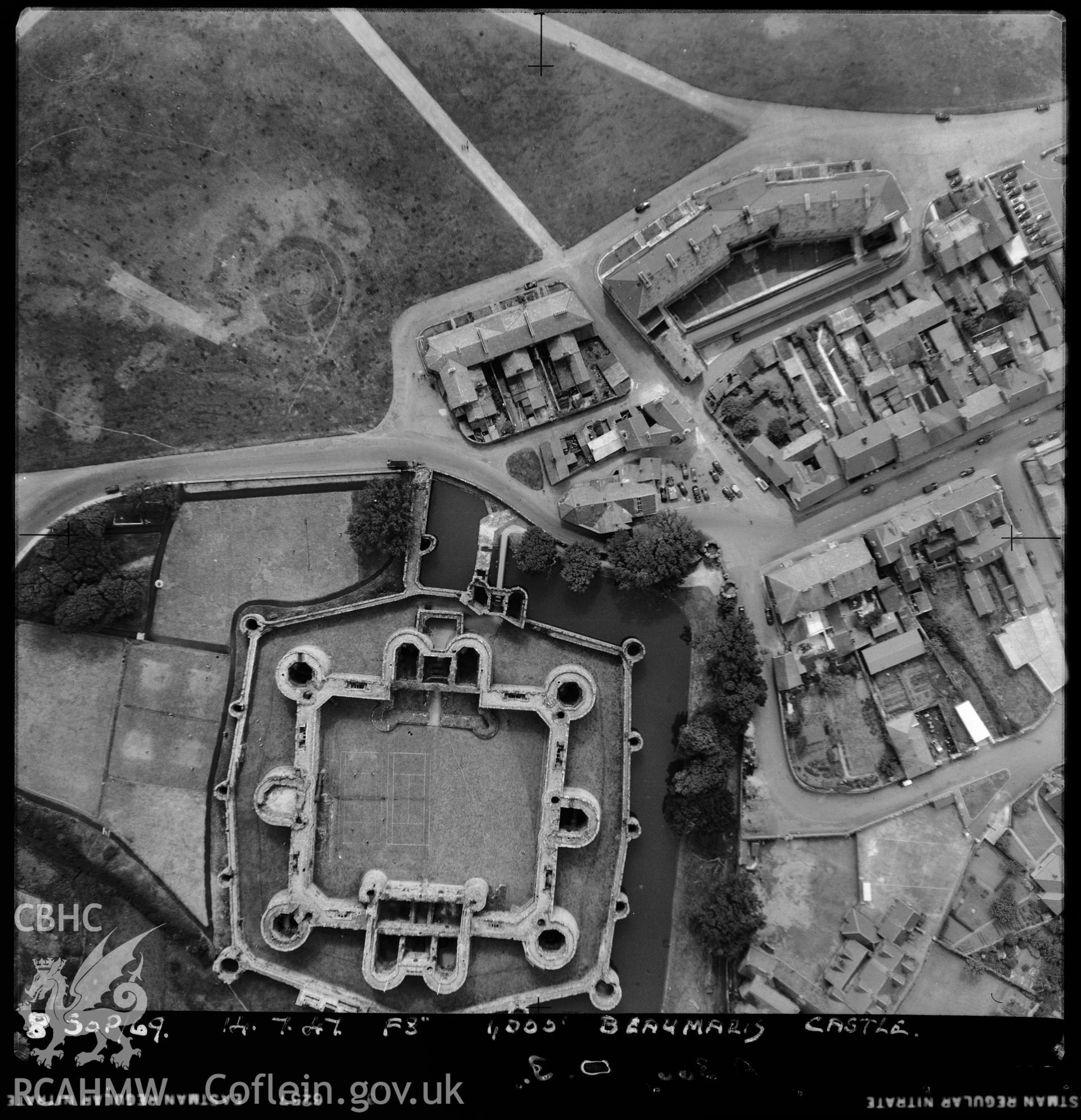 D.O.E photograph of Beaumaris Castle. Aerial views ? R.A.F.
