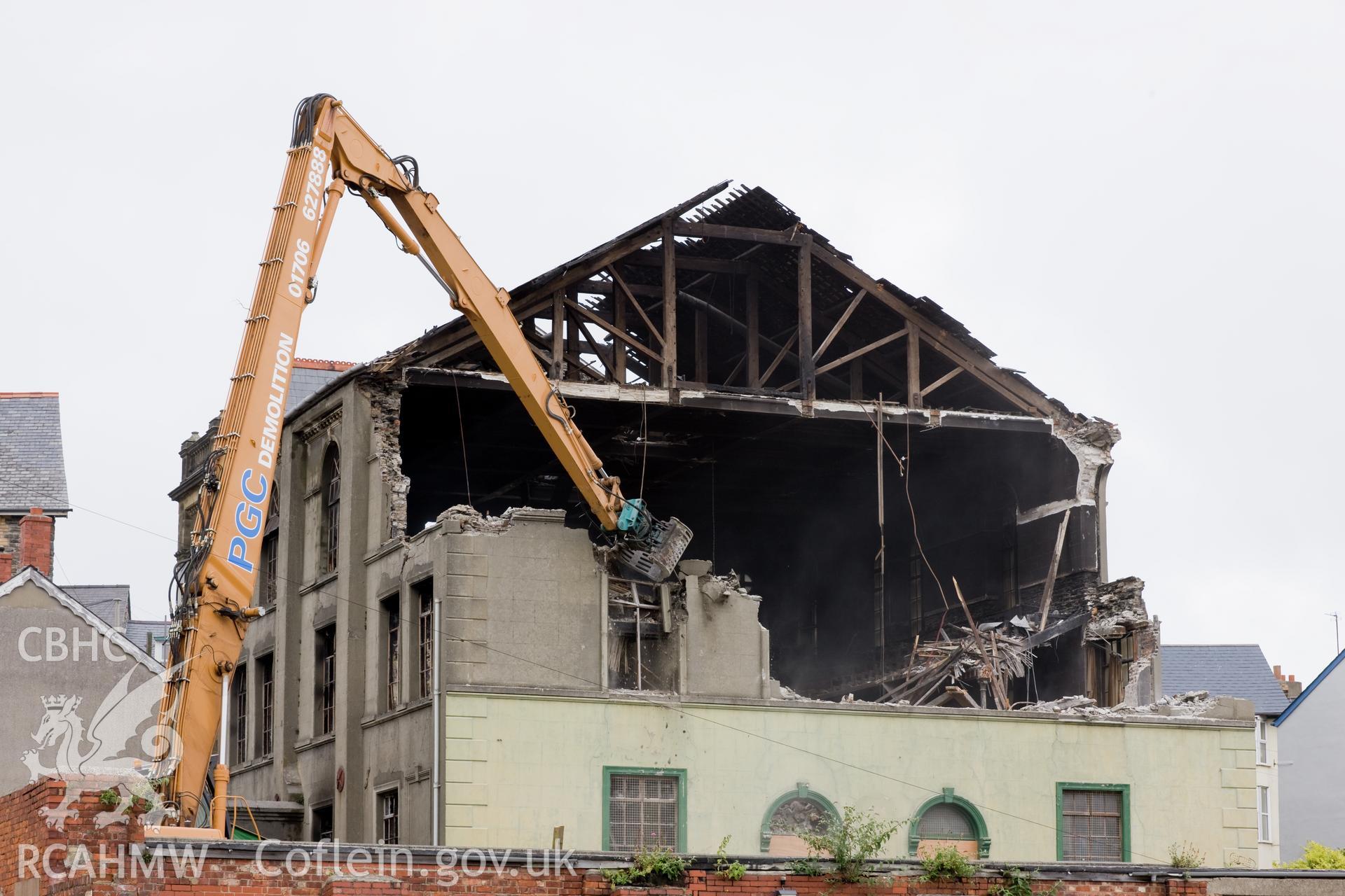 View from southeast, during demolition.