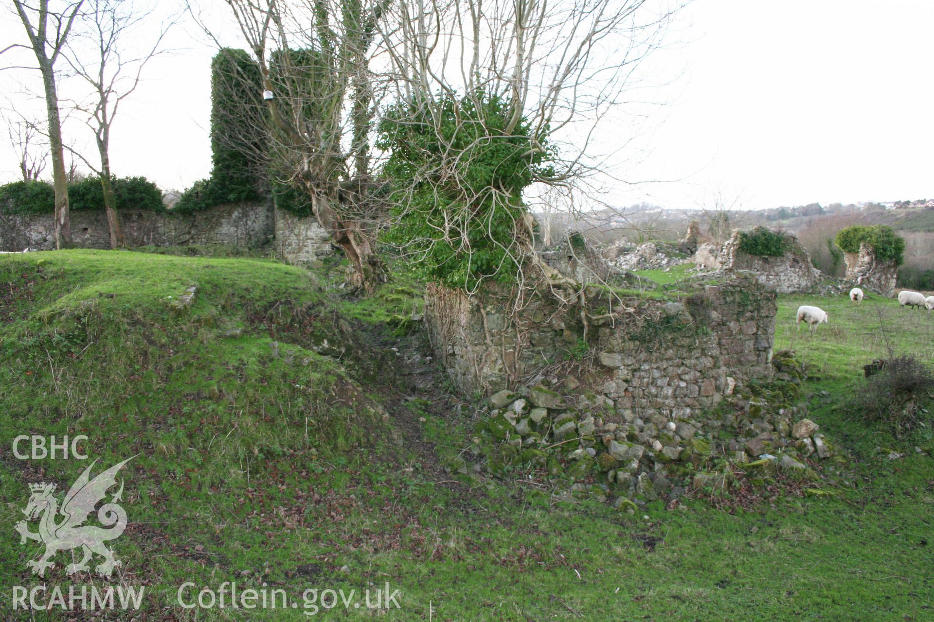 Haroldston House.  Remains of the building range constructed on the gatehouse approach following its conversion to a tower house in the seventeenth century.  Taken from the east.