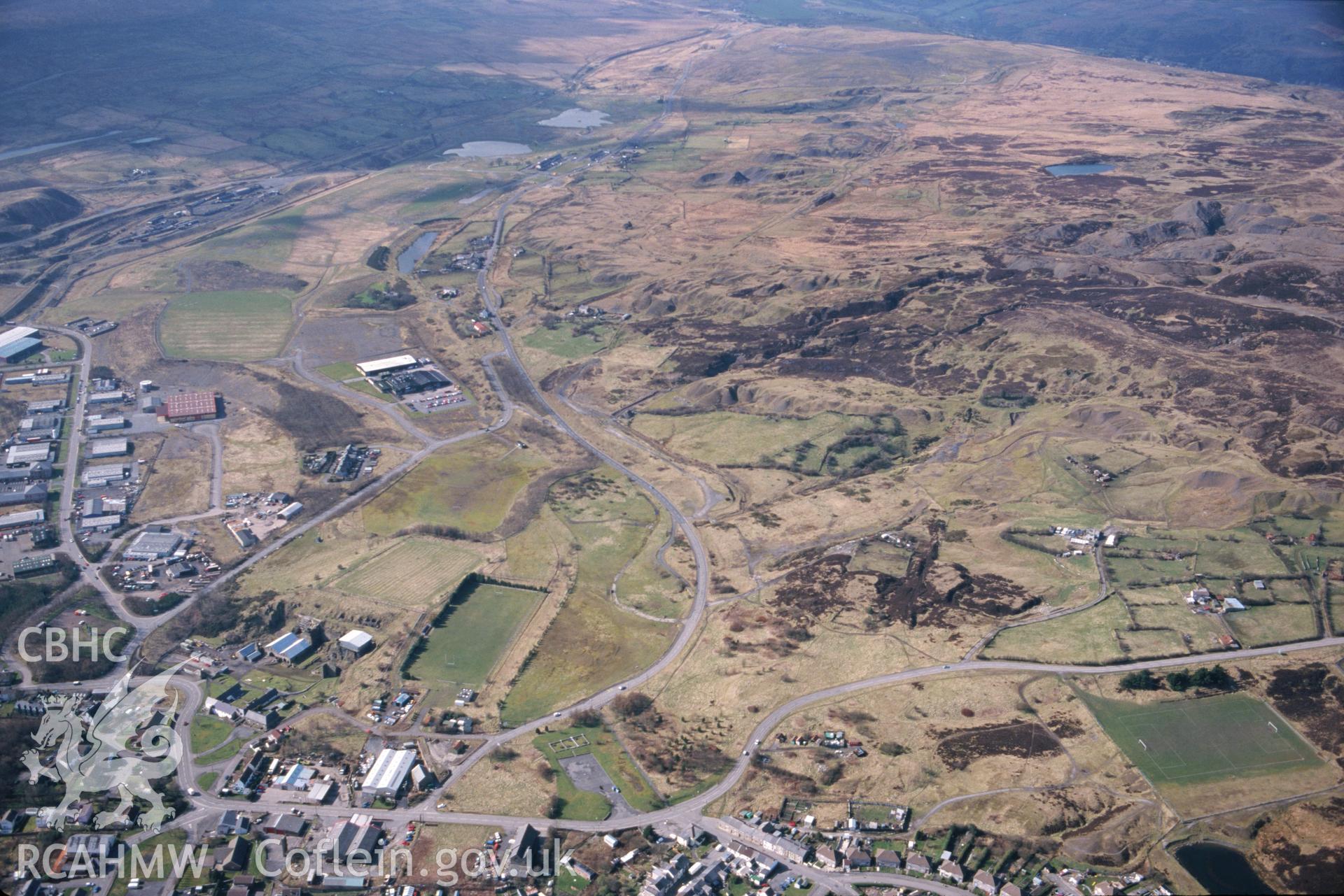 Slide of RCAHMW colour oblique aerial photograph of Blaenavon World Heritage Site Area, taken by T.G. Driver, 15/3/1999.