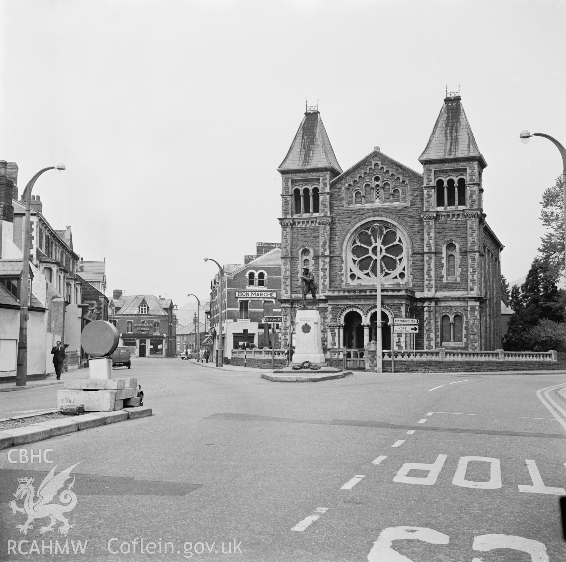Undated black and white photograph of the Baptist Chapel, Frogmore Street, Abergavenny taken by J.A. Longbottom .