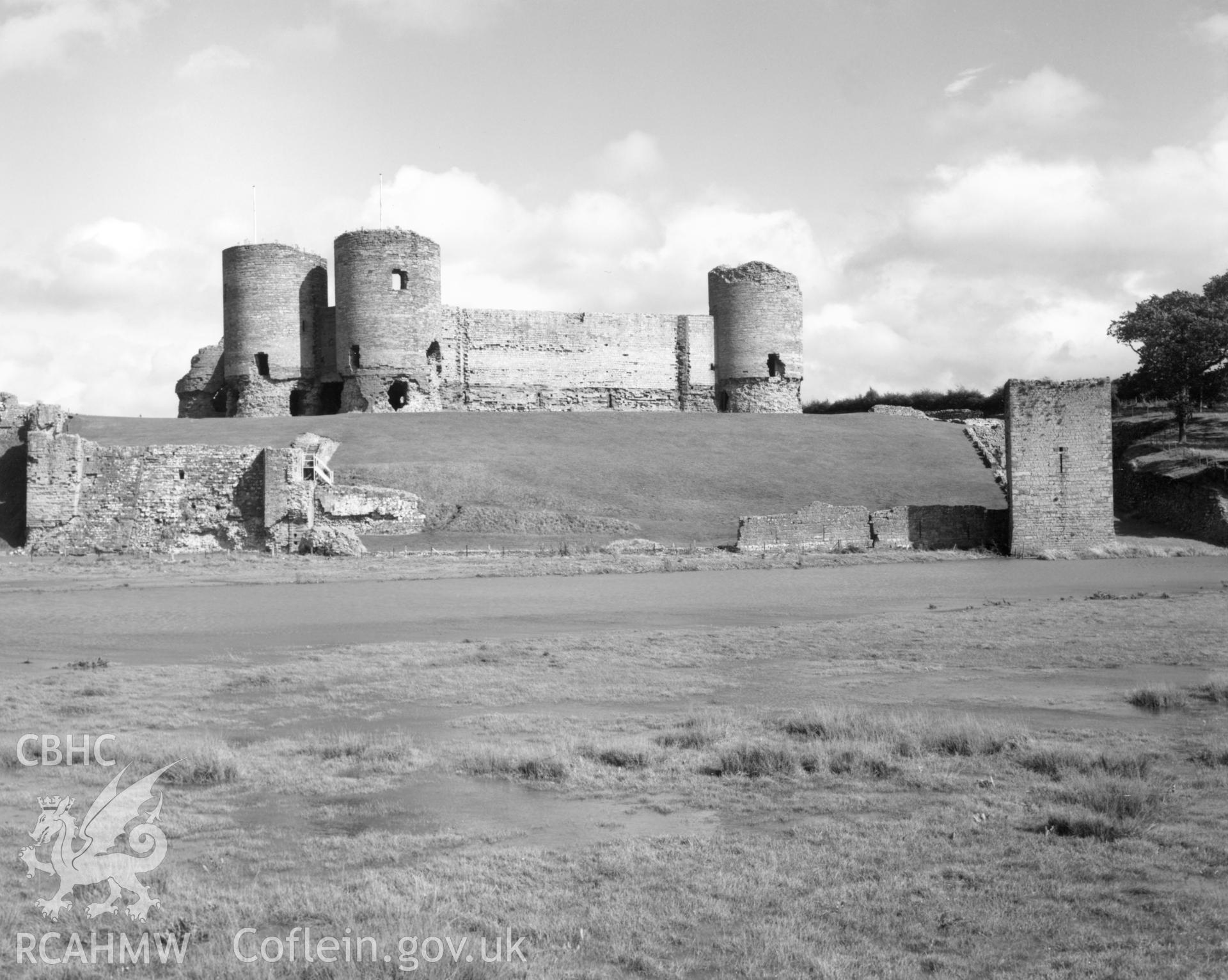 1 b/w print showing view of Rhuddlan castle, collated by the former Central Office of Information.