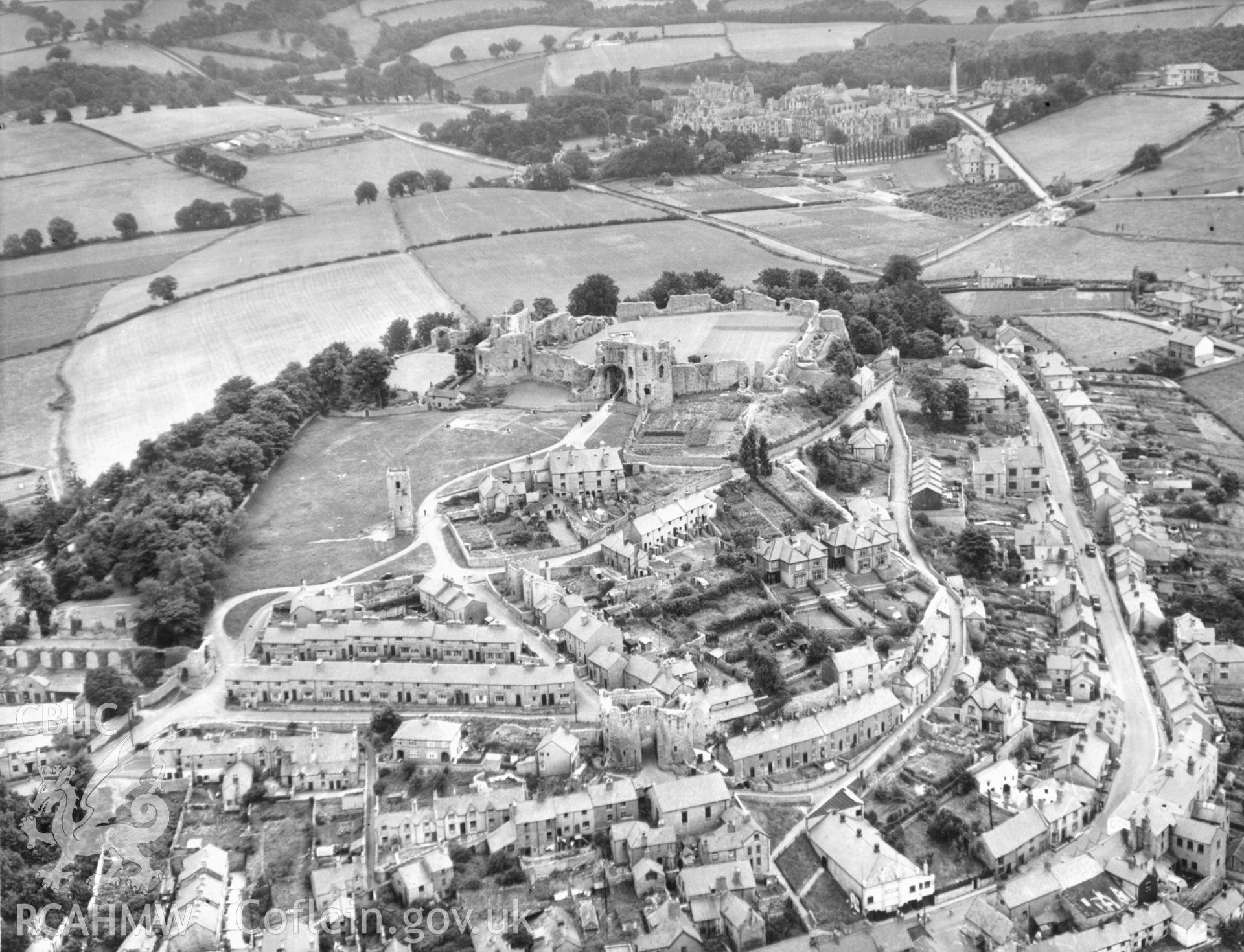 Photographs and postcards of Denbigh Castle (39 colour and black and white images), includes 3 aerial photographs produced by Aerofilms Ltd, Boreham Wood.
