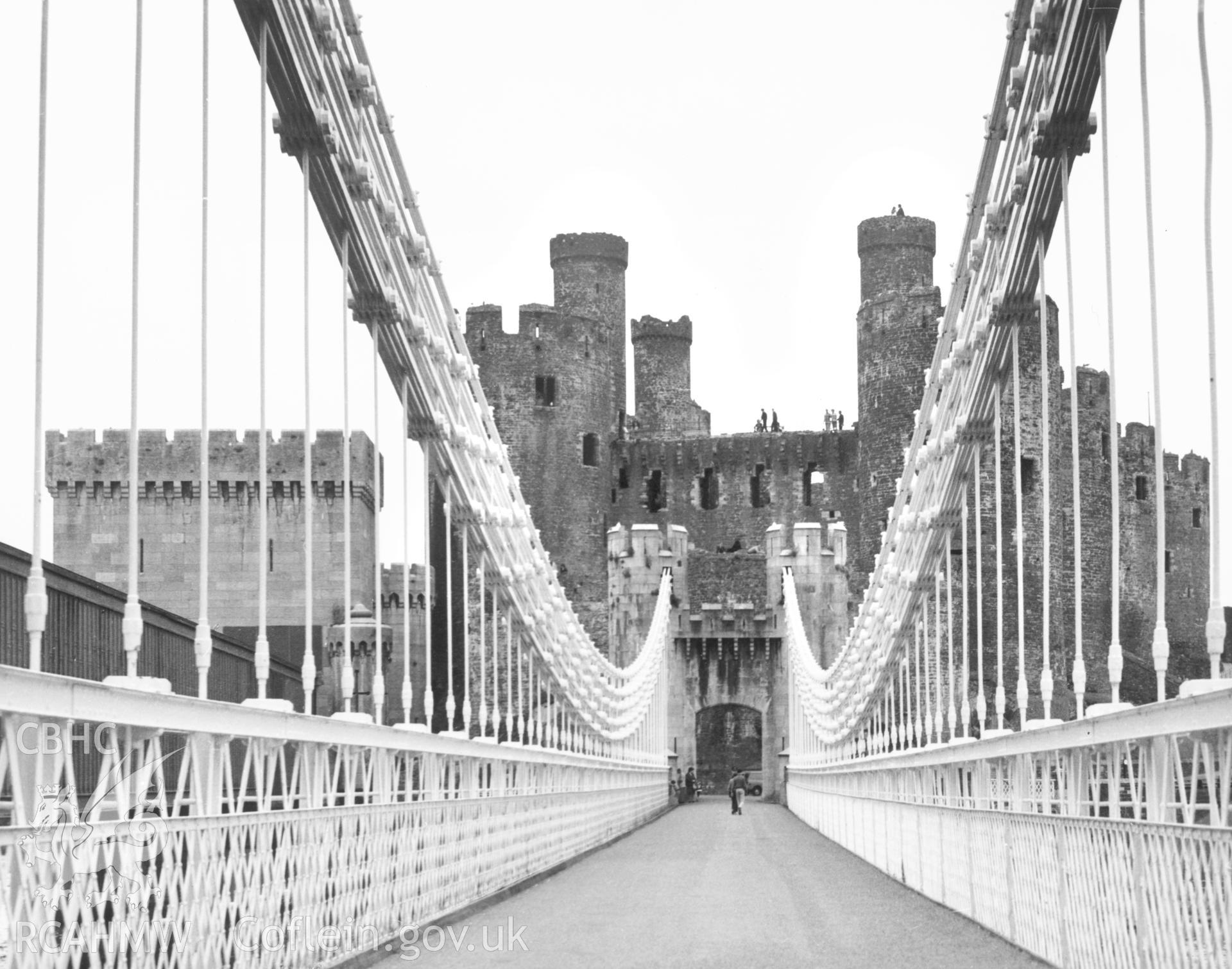1 b/w print showing view of Conwy castle, collated by the former Central Office of Information.
