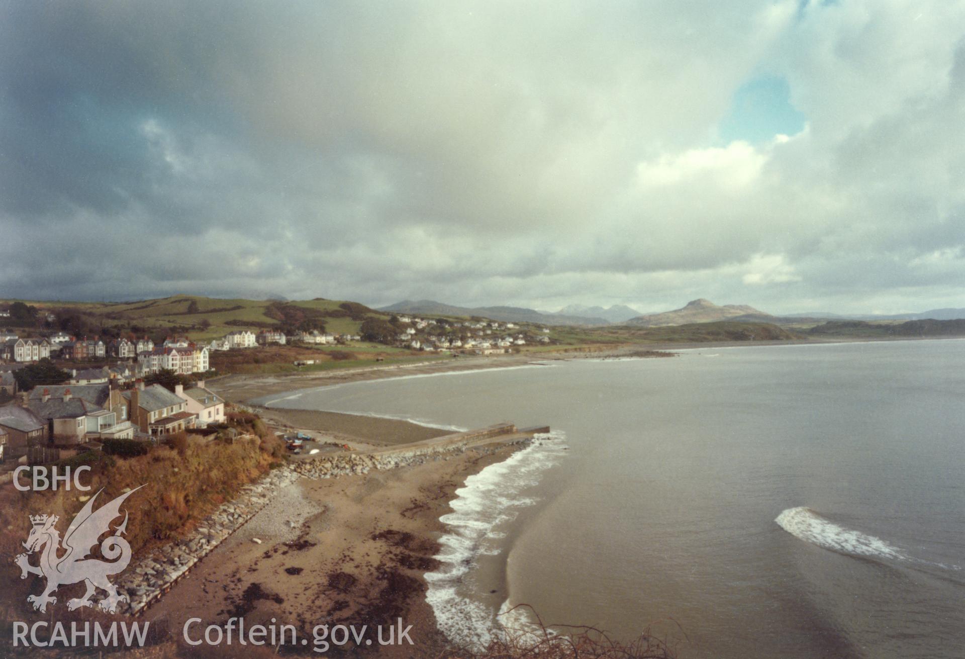 Aerial view of Criccieth Castle and the coast, from the Central Office of Information.