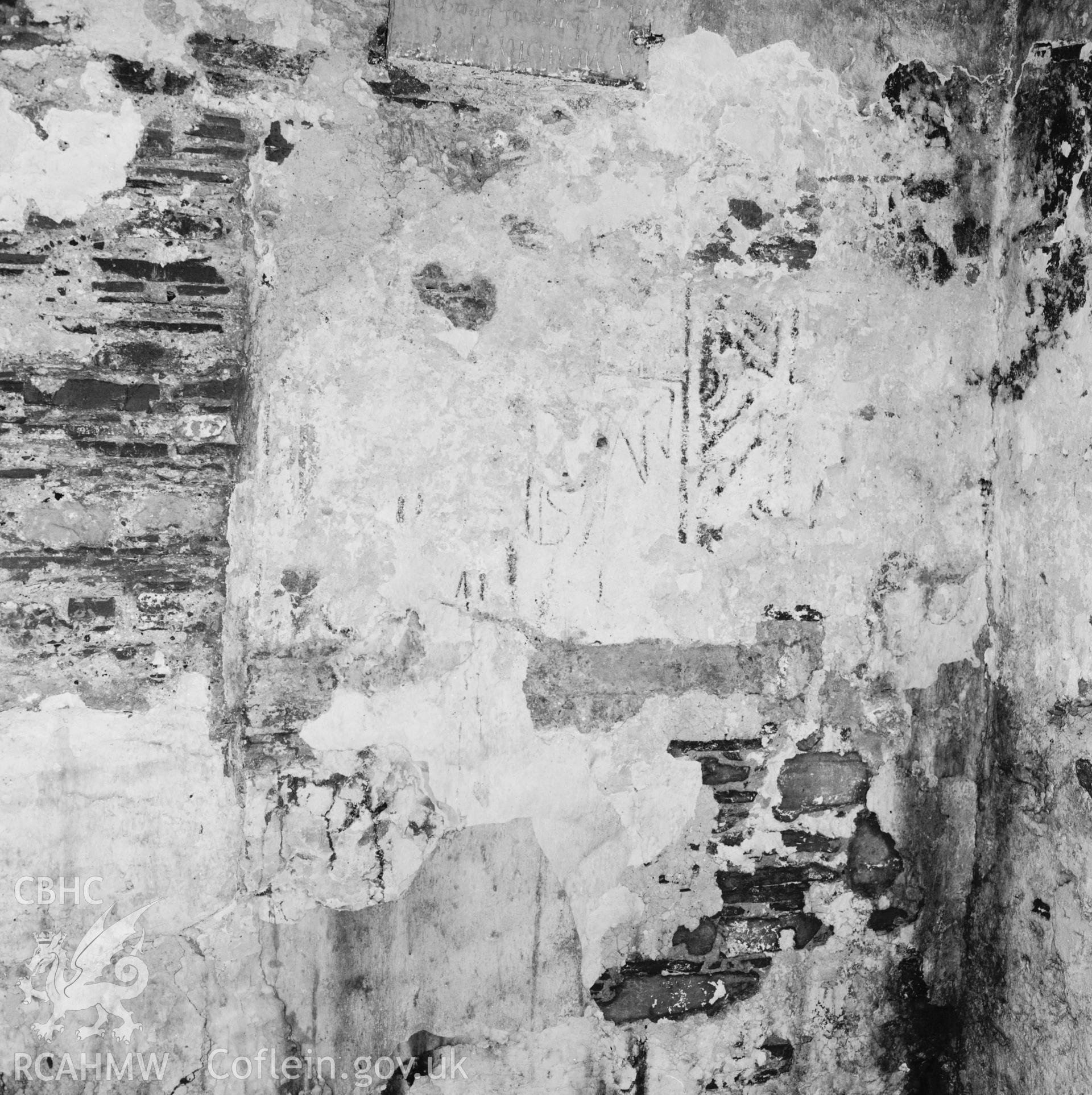 View of a wall painting at St.Teilo's Church, Llandeilo Talybont taken 1984.