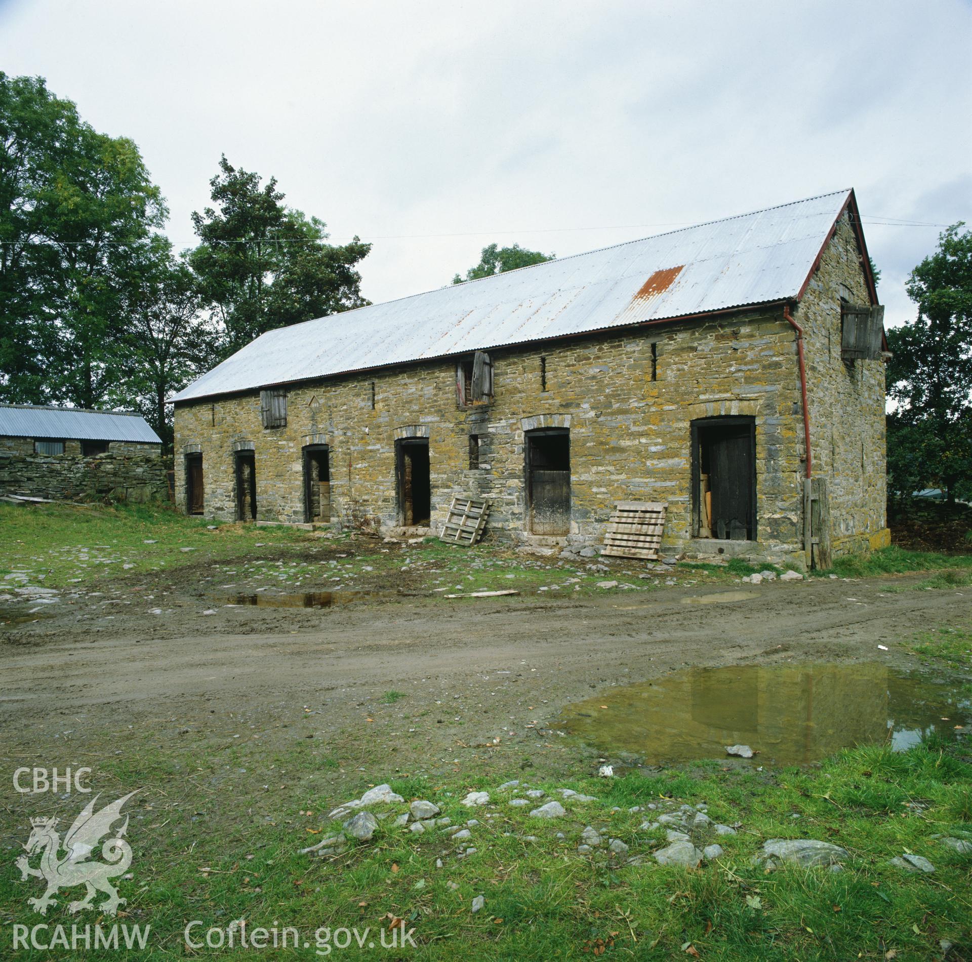 RCAHMW colour transparency showing the barn at Lower Nantserth Farm.