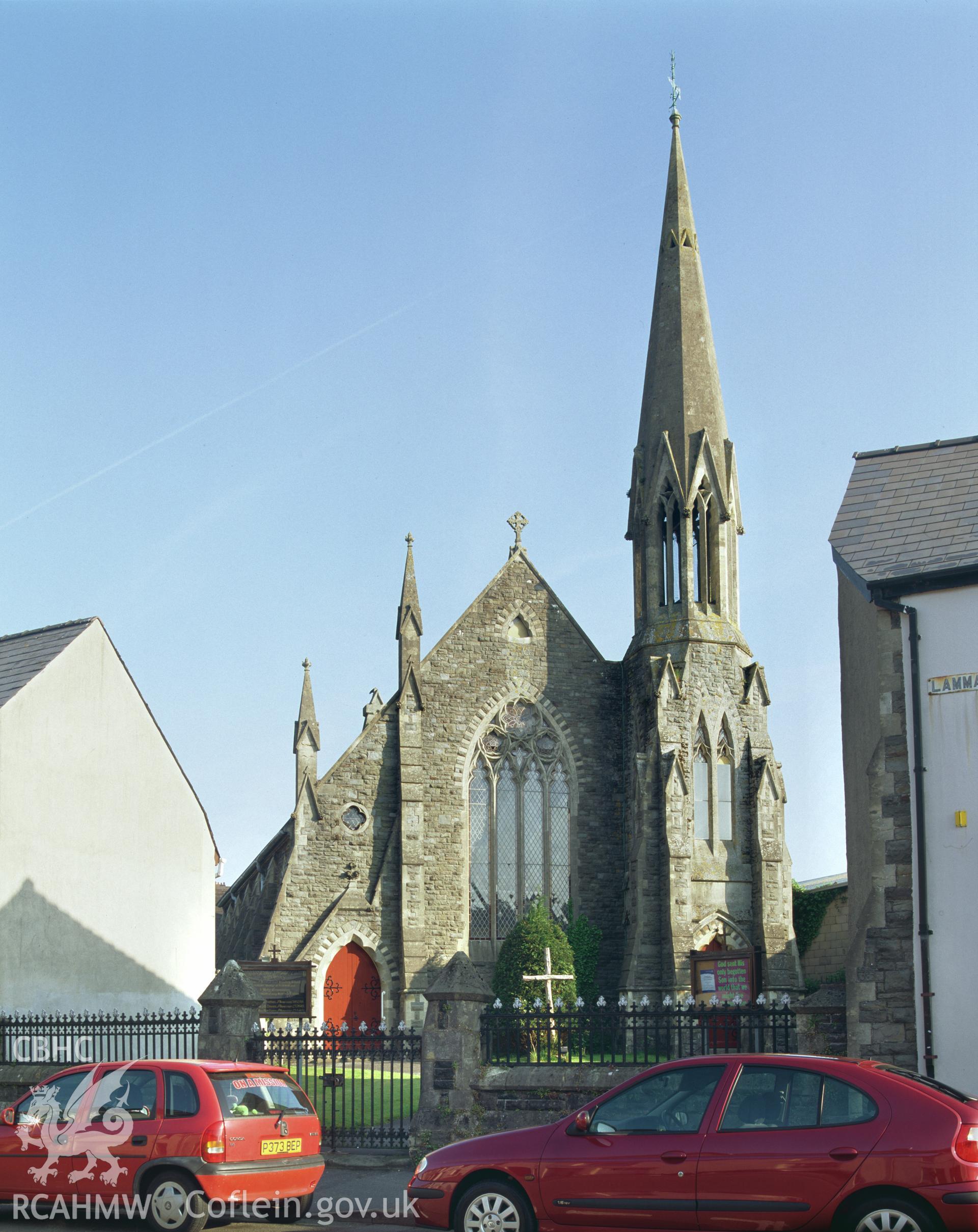 Colour transparency showing exterior view of English Congregational Chapel, Lammas Street, Carmarthen, produced by Iain Wright, June 2004.