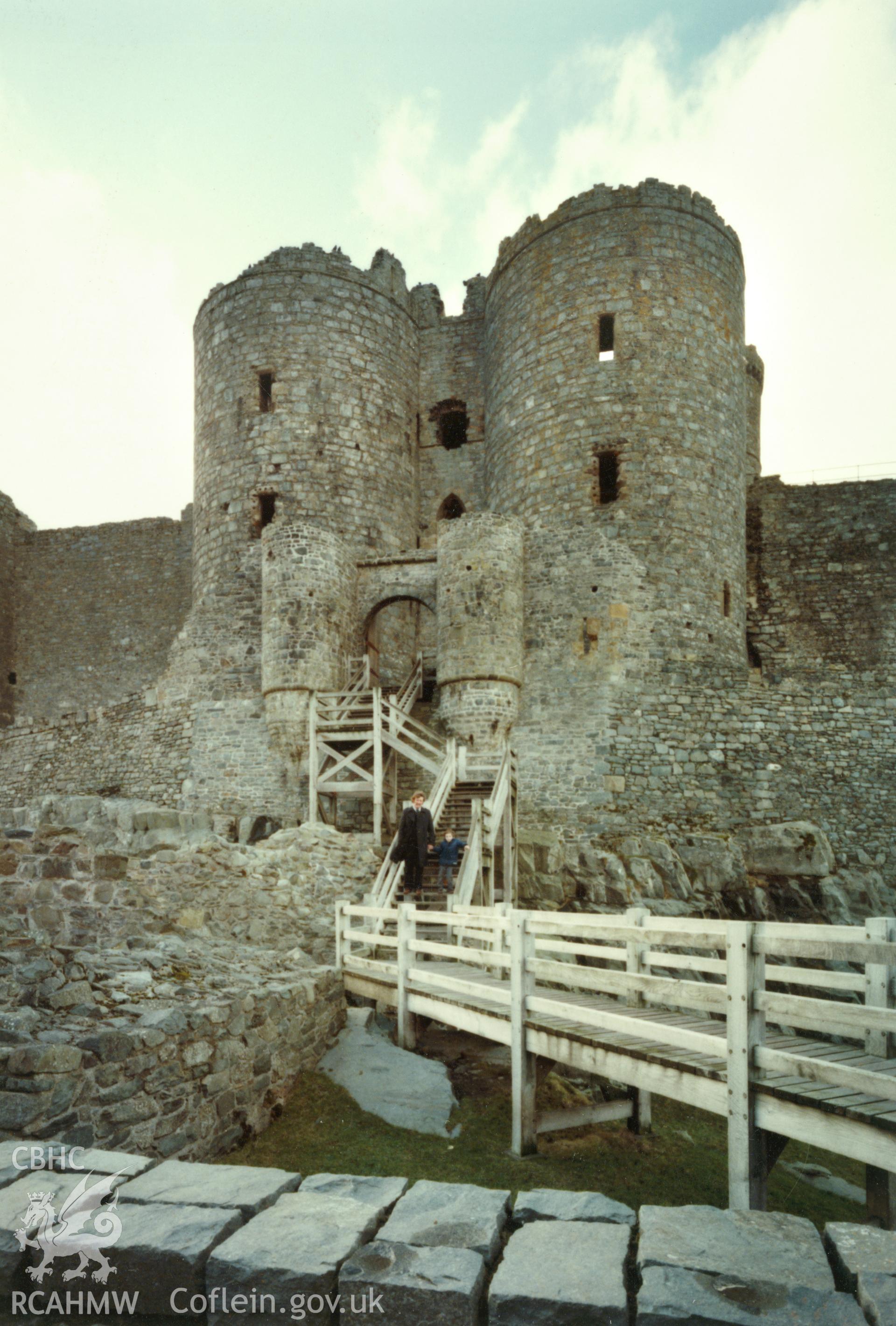 1 colour print showing view of Harlech castle, collated by the former Central Office of Information.