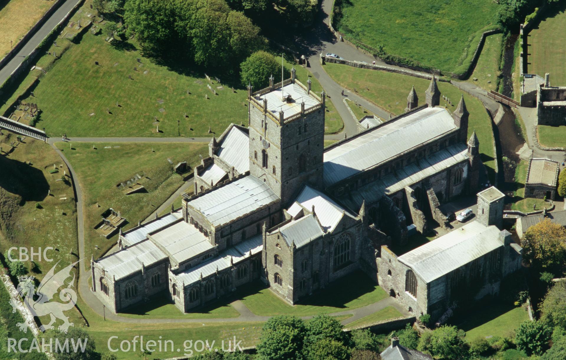 RCAHMW colour oblique aerial photograph of St David's Cathedral. Taken by Toby Driver 2004.